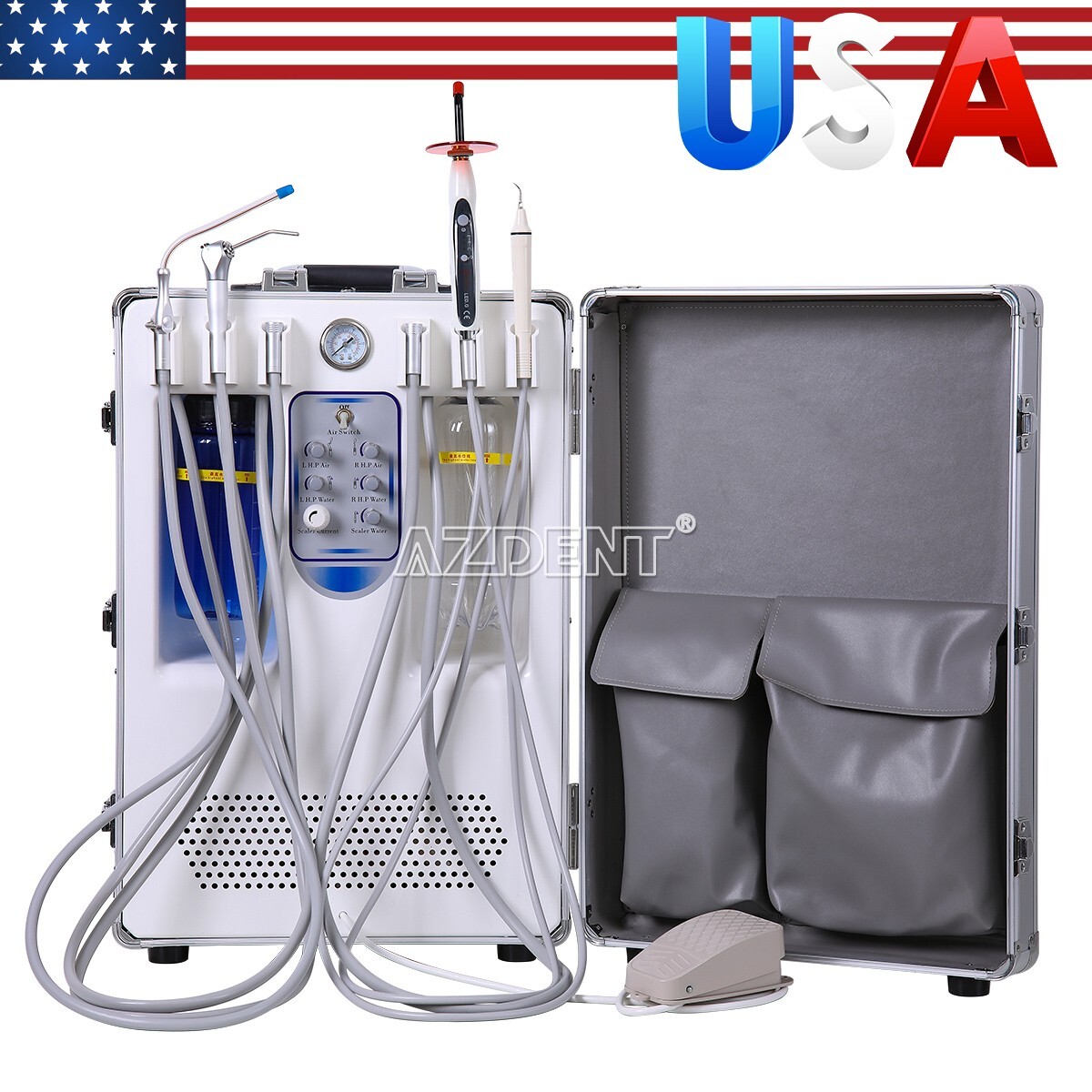 Portatile Dental Unidad de entrega móvil Compresor de aire Succión 4Hole /Chair
