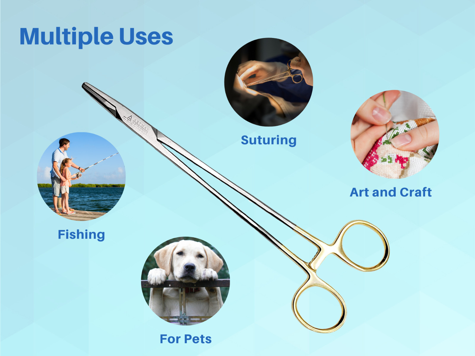 Mayo Hegar Needle Holder 8″ Surgical Needle Driver with Tungsten Carbide ARTMAN