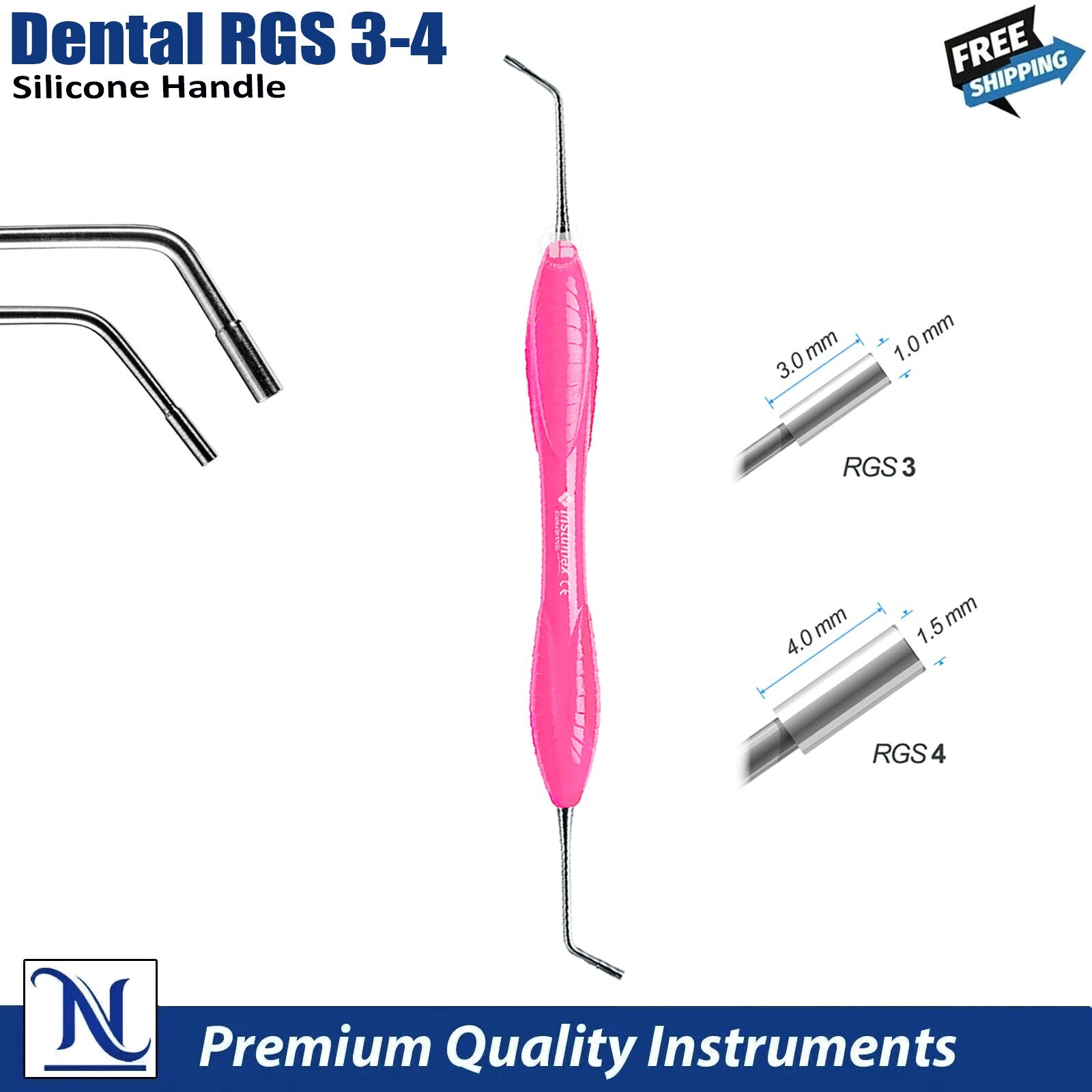 Dental Instrument RGS 1-2 / 3-4 Silicone Handle Depth Dimensions for Restoration