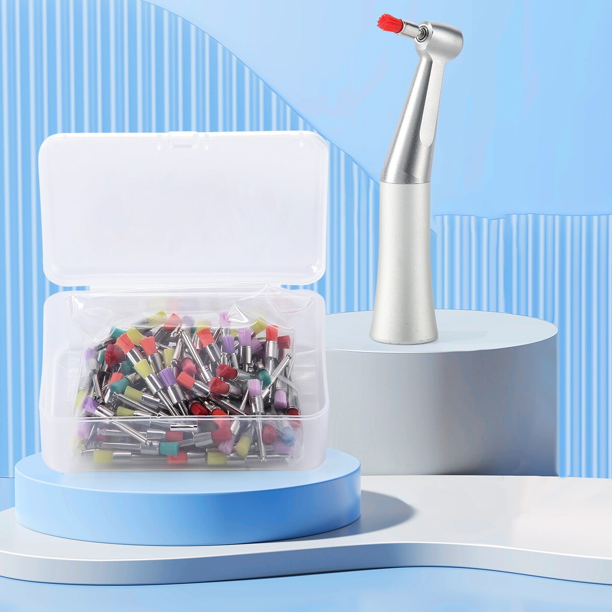 100pcs AZDENT Dental Colorful Nylon Prophy Brushes Flat Latch Type RA PB-330
