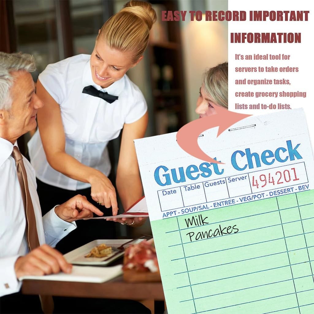 300 Guest Check Books 6 Pack Of 50, for Servers, Server Note Pads, Waitresses