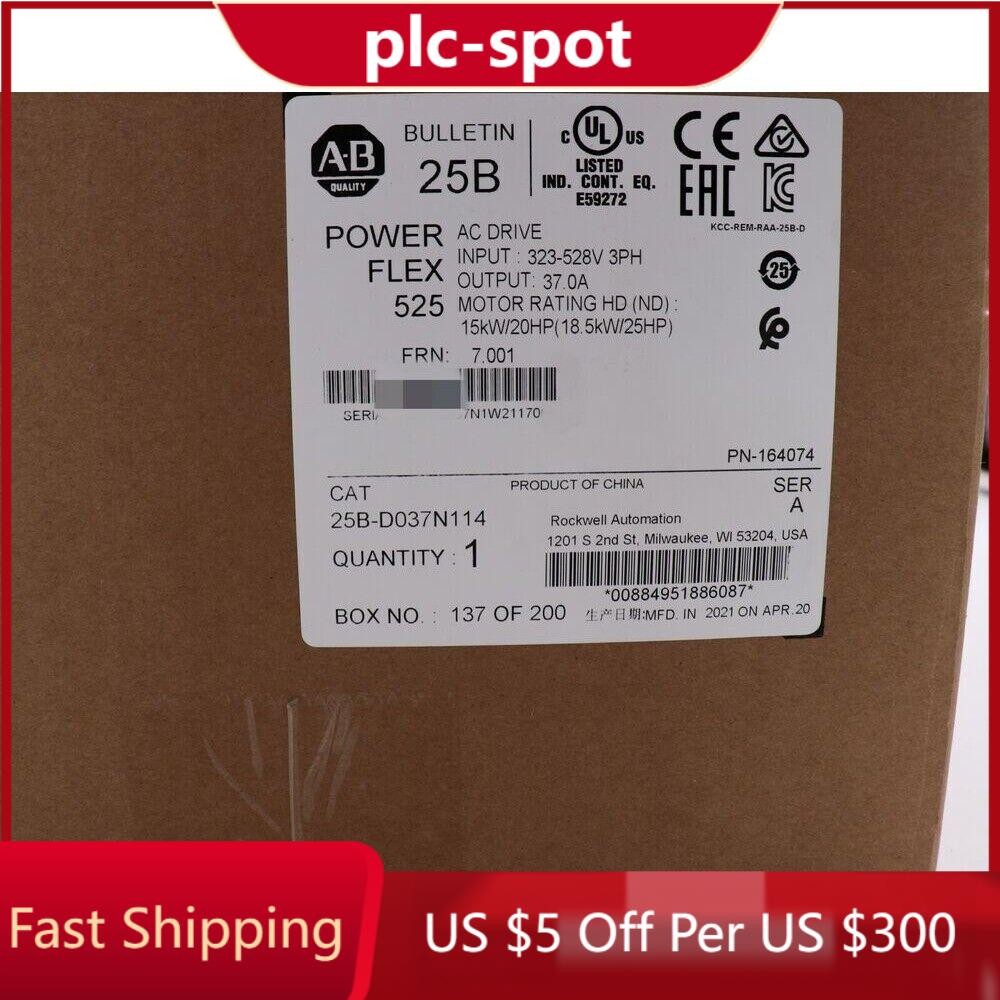 Allen-Bradley AB 25B-D037N114 PowerFlex 525 AC Drive Ser A Sealed US Free Tax