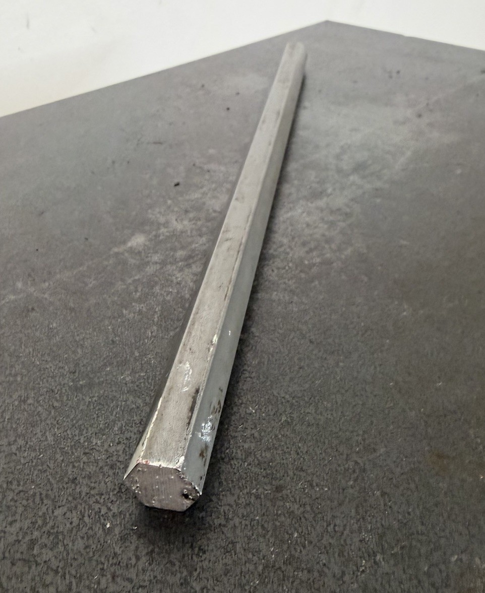 12L14 Cold Drawn Steel Hex Bar Stock 9/16″ x 12″ Long Free Machining