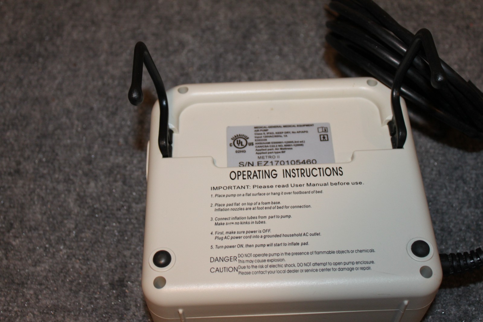 Roscoe Medical Cirrus II Bed Mattress Air Pump Metro II Corded WORKS