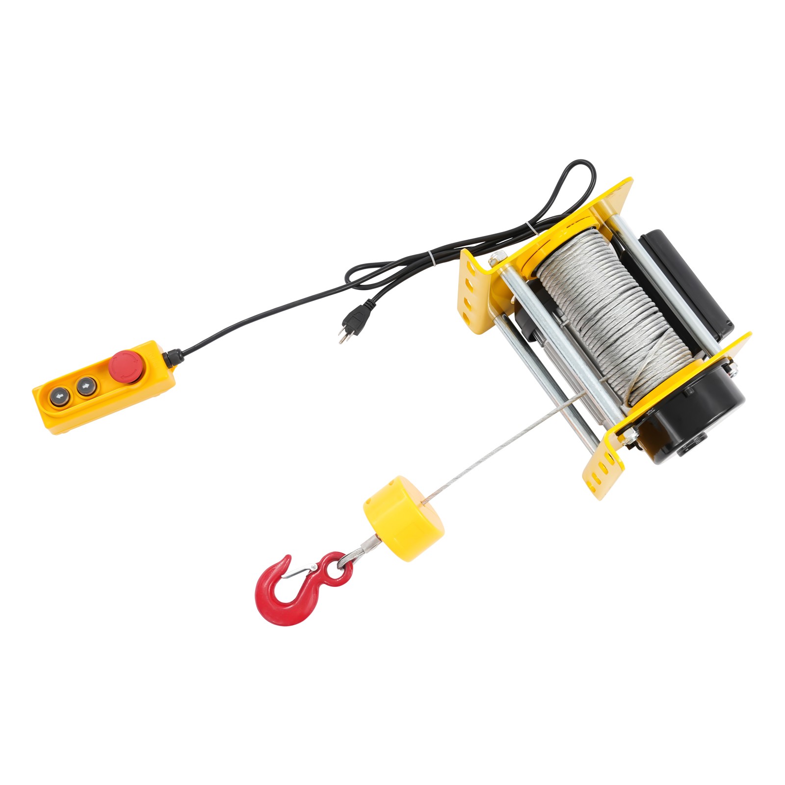 Electric Hoist Winch 881LBS for Lifting or Towing, Wire Rope 30m, Yellow, 1000W