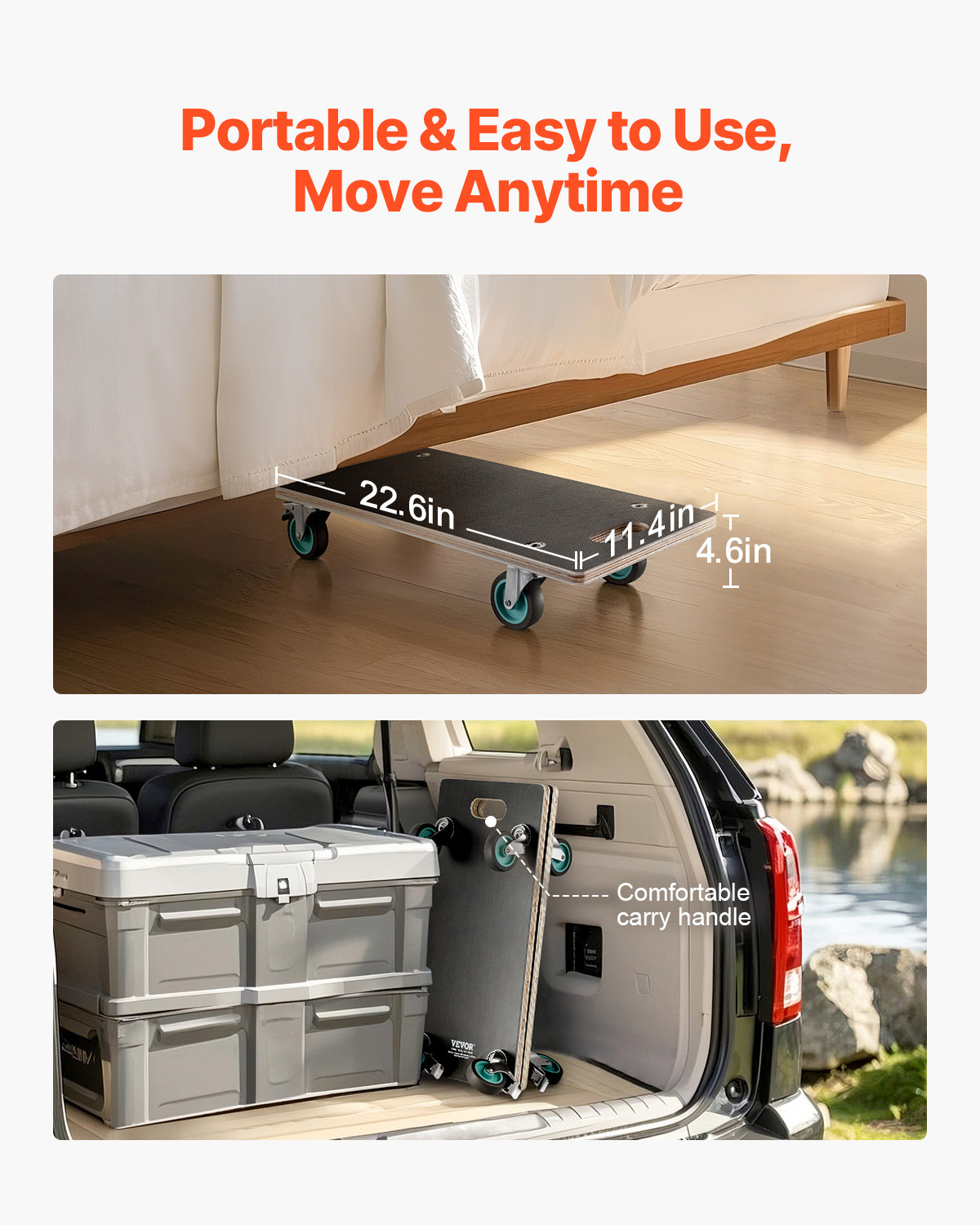 VEVOR Furniture Dolly 551 lbs Furniture Moving Dollies with 4 TPR Silent Wheels