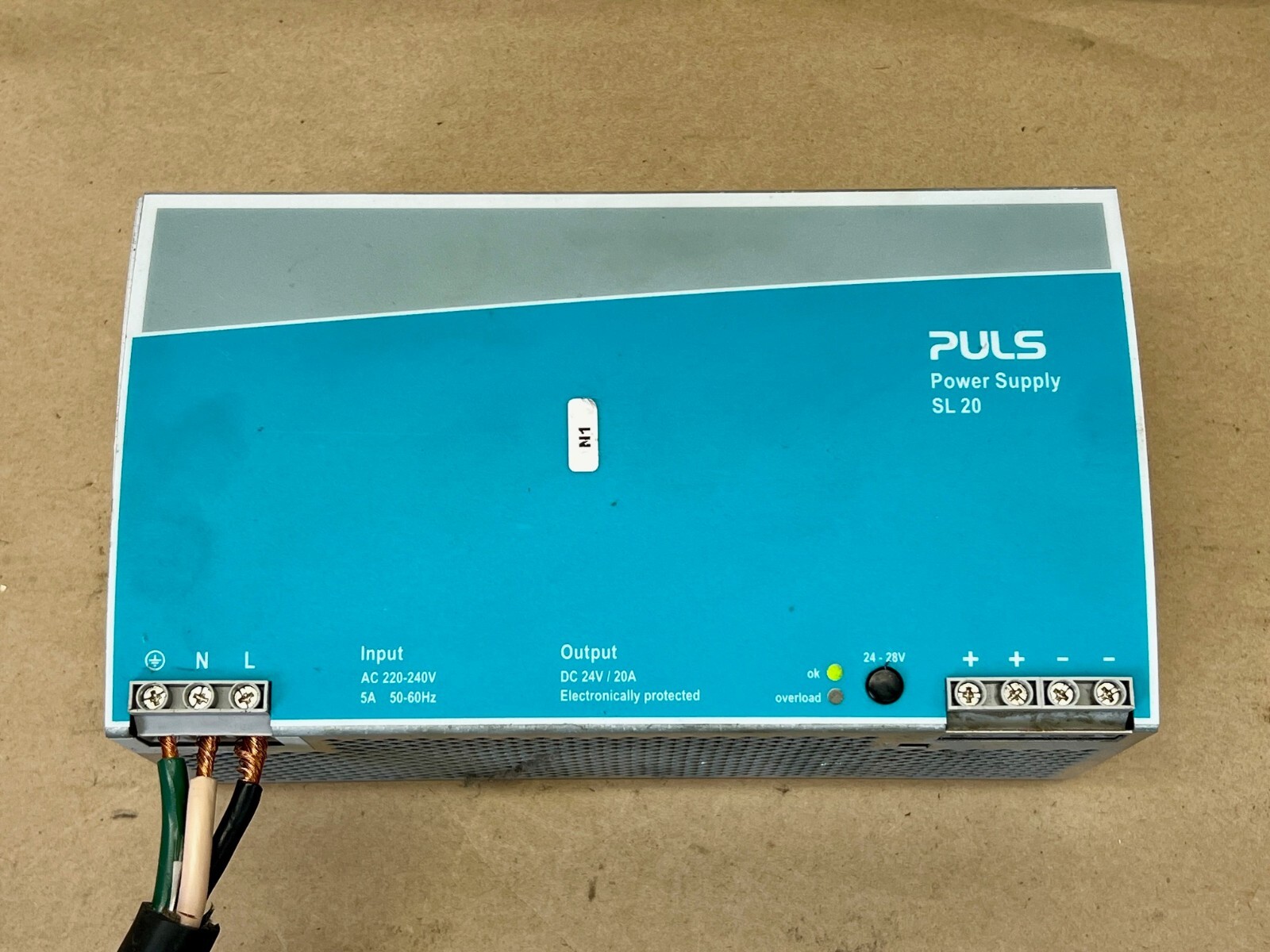 PULS SL20.100 Power Supply, In:AC 200-240V, 5A, Out:DC 24-28, 20A, 480-600W