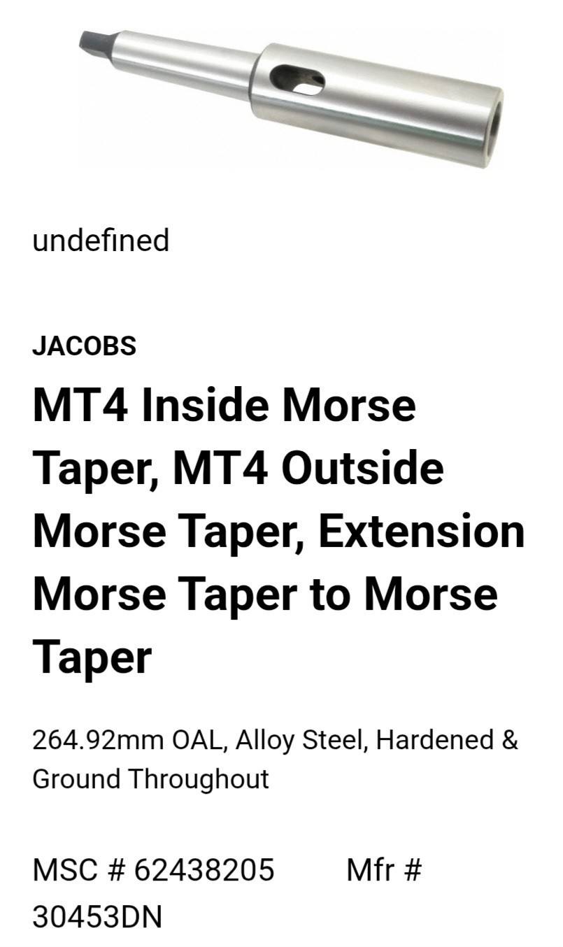 Jacobs 30453DN 844 Extension Socket Outside 4MT/Inside 4MT