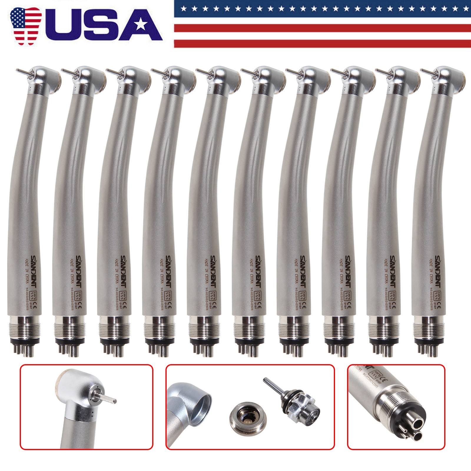 SANDENT NSK Style Dental High Speed Handpiece Push Button Turbine 2Hole 4Hole