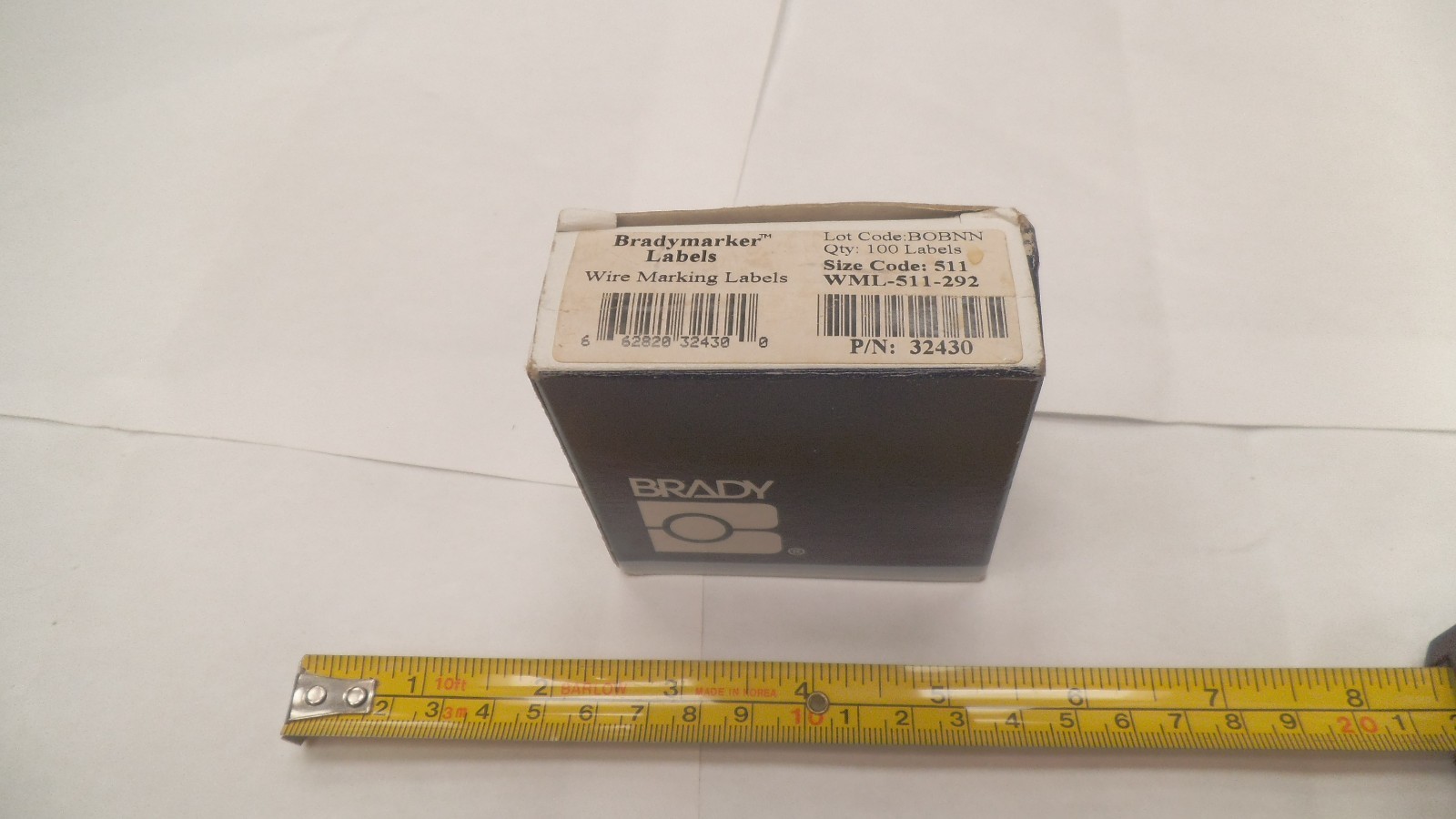 Brady wire marker labels, WML-511-292, roll of 100 labels, 1″ x .75″ print area