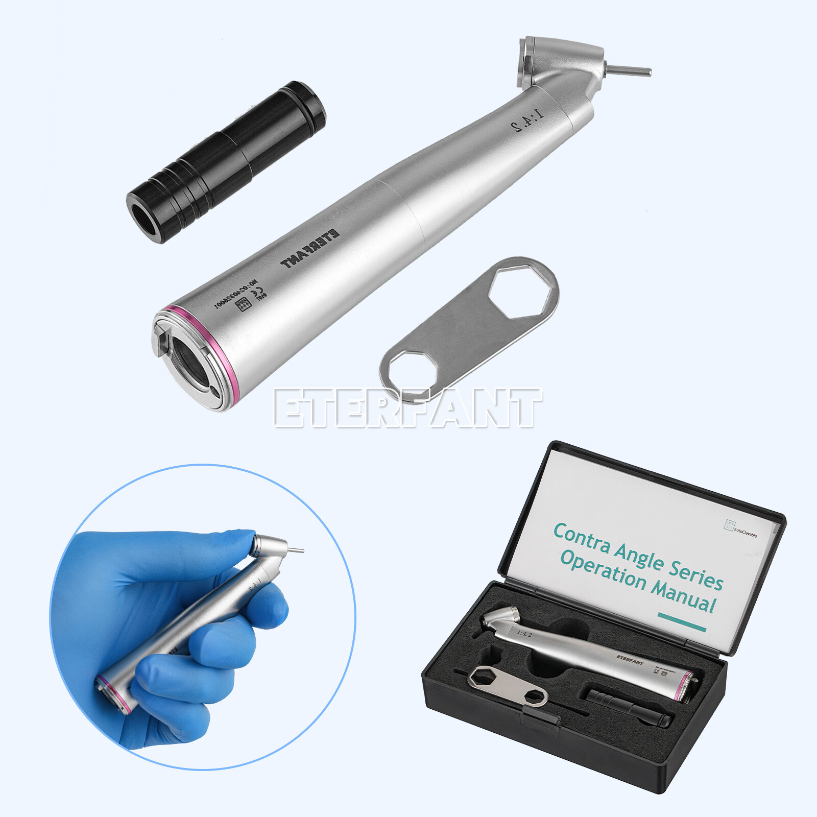 ENTERFANT Dental 1:1/1:4.2/20:1 Implant LED Fiber Optic Contra Angle Handpiece