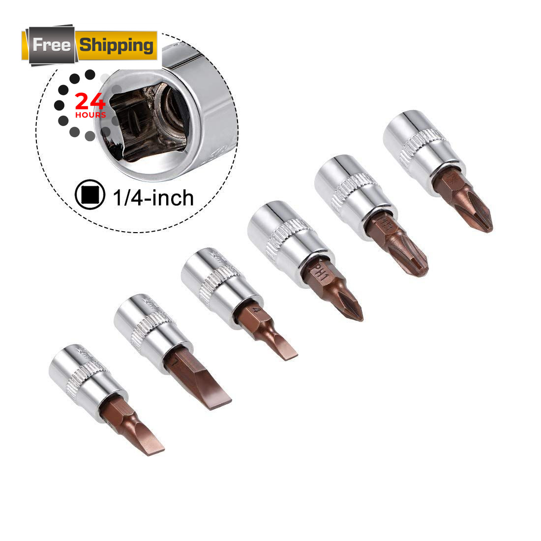 uxcell 1/4″ Drive Phillips Slotted Bit Socket Set, S2 Steel Bits, CR-V…