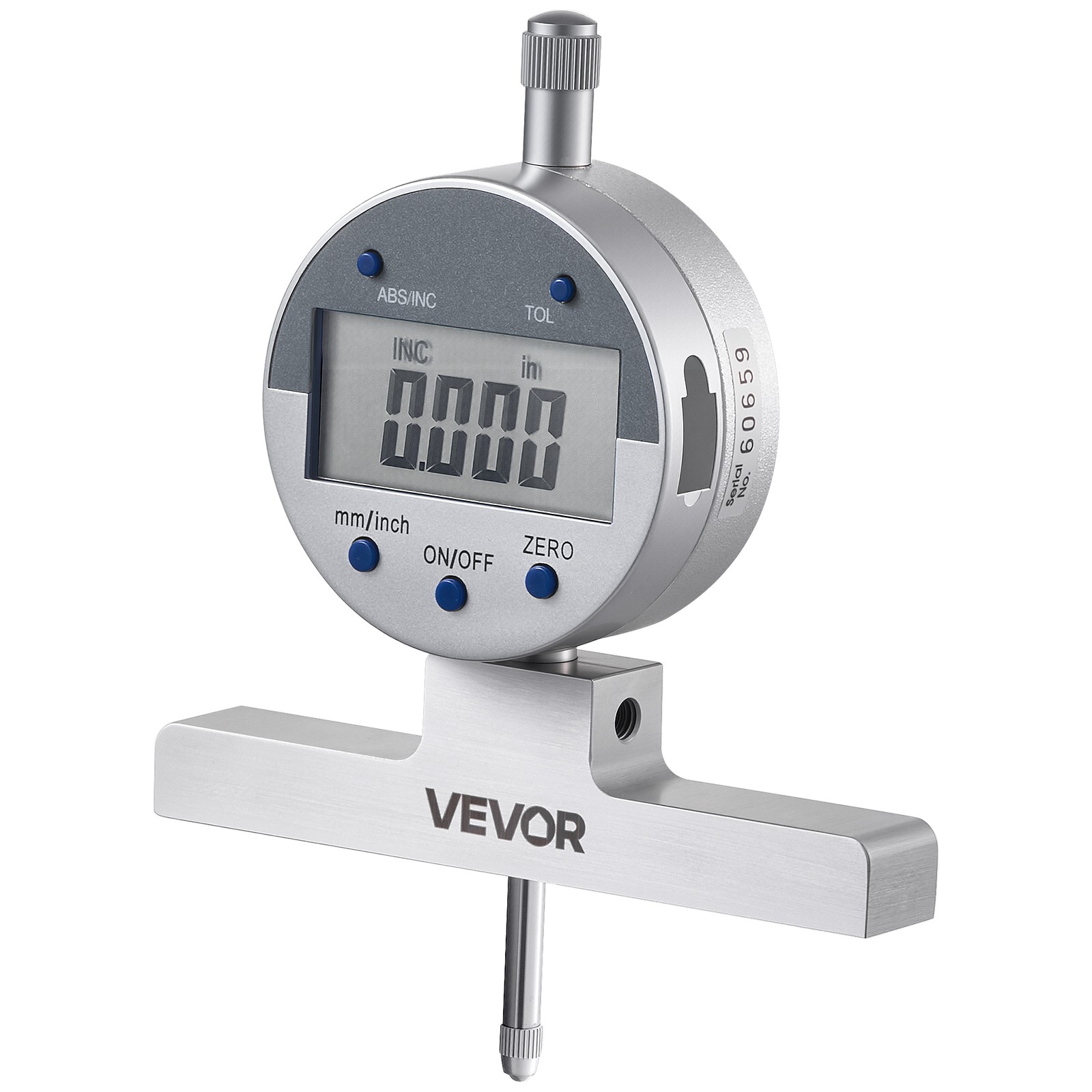VEVOR Digital Depth Gauge 0-22in Range Precision Micrometer with 4 Anvils