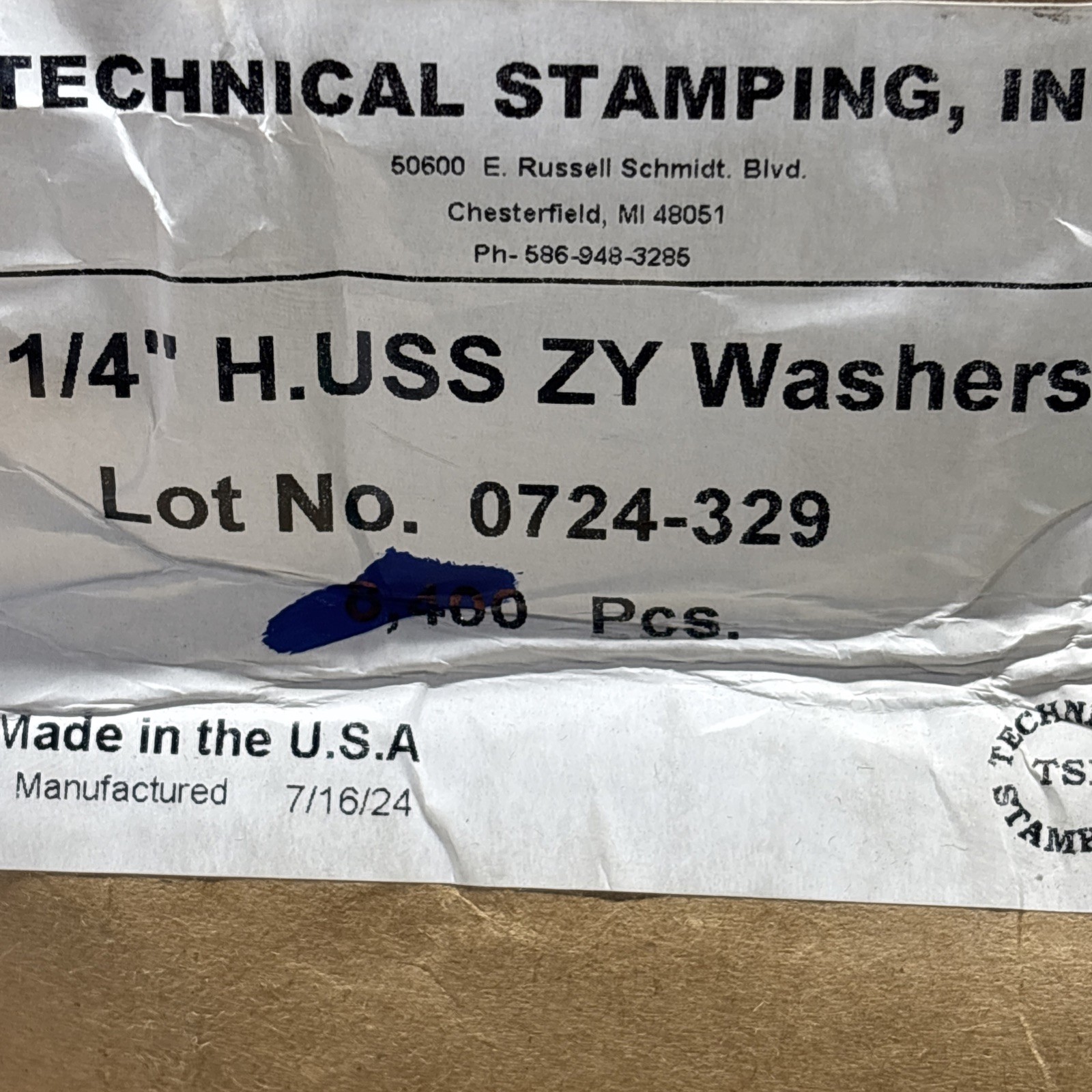 200-1/4″ Heavy USS GR 8 ZY Flat Washer, Technical Stamping Co, USA, Free US Ship