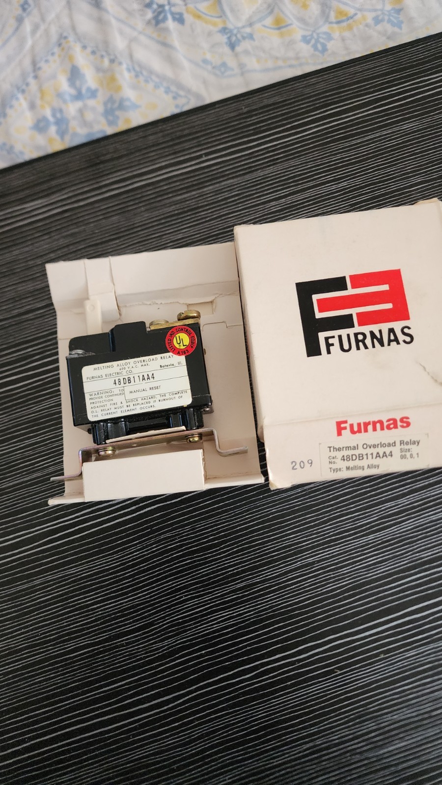 Furnas Thermal Overload Relay Manual Reset 600VAC Bolt-On 48DB11AA4