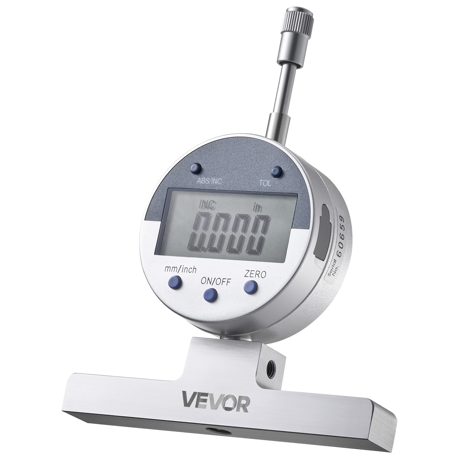 VEVOR Digital Depth Gauge 0-22in Range Precision Micrometer with 4 Anvils
