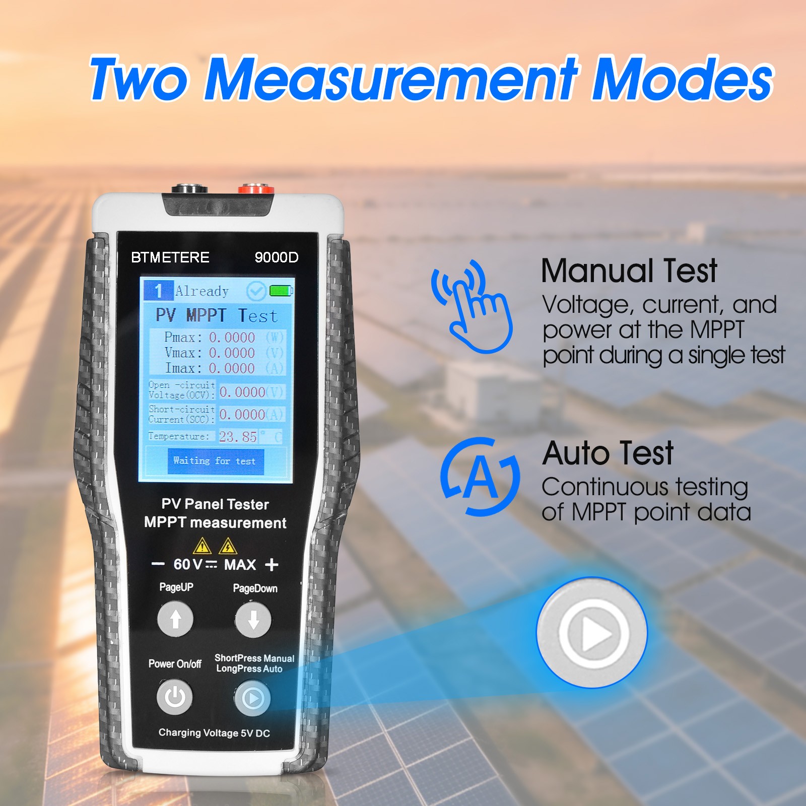 800W MPPT Solar Panel Tester Photovoltaic Panel Multimeter For 60V/35A PV Module