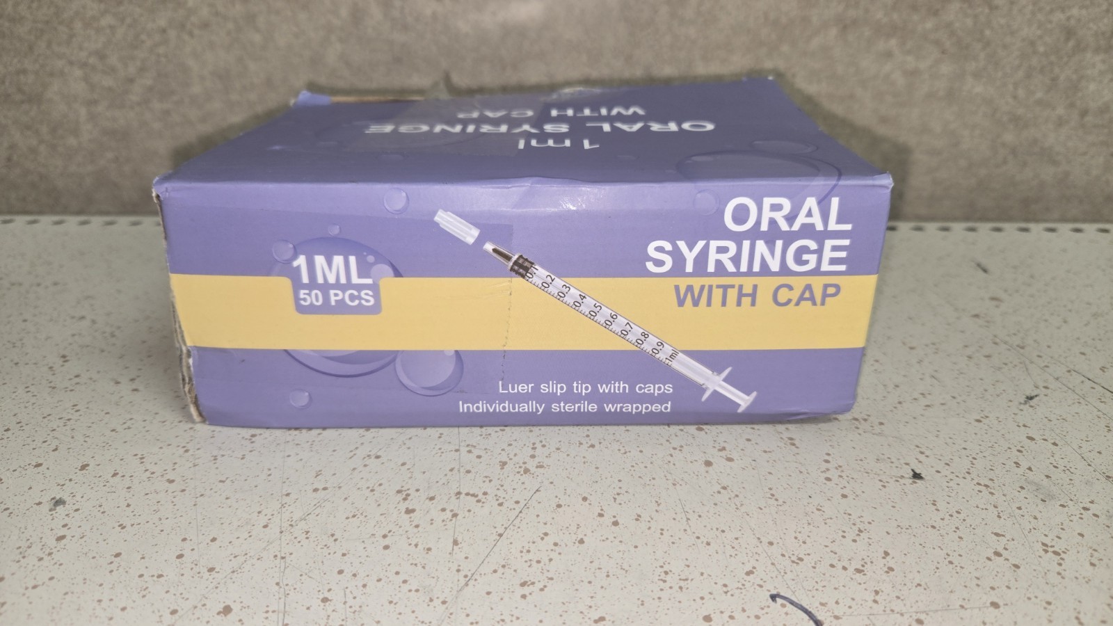 50 Pcs 1mL Oral Syringe Dispenser Luer Slip Tip with Caps Individually Wrapped