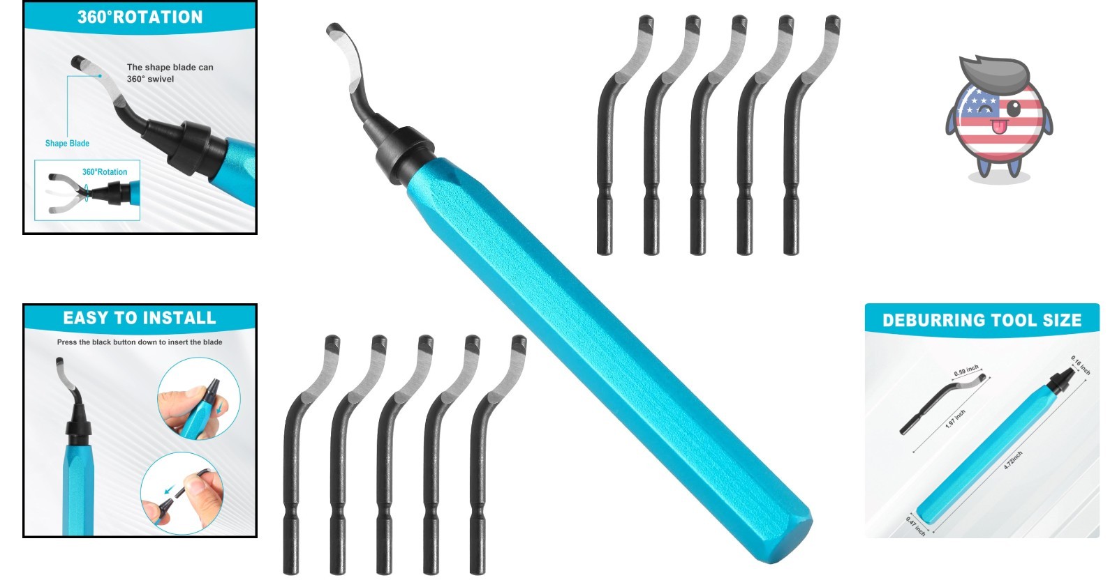 11-Piece Deburring Tool Set for Smooth Edges: Perfect for Metal and 3D Printing