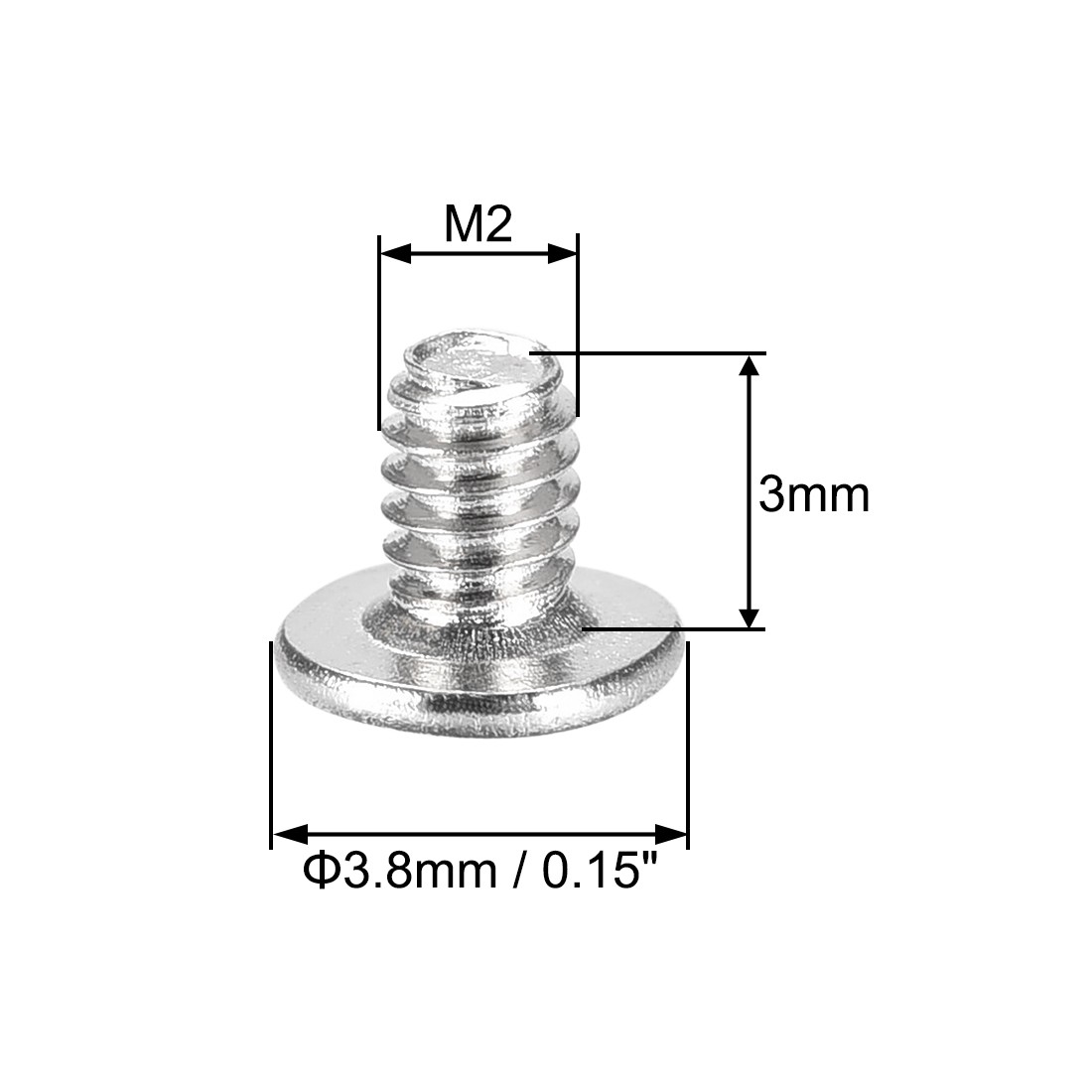 50pcs M2x3mm Computer Screws Phillips Head Screw Silver 3.8mm Dia Screw Head