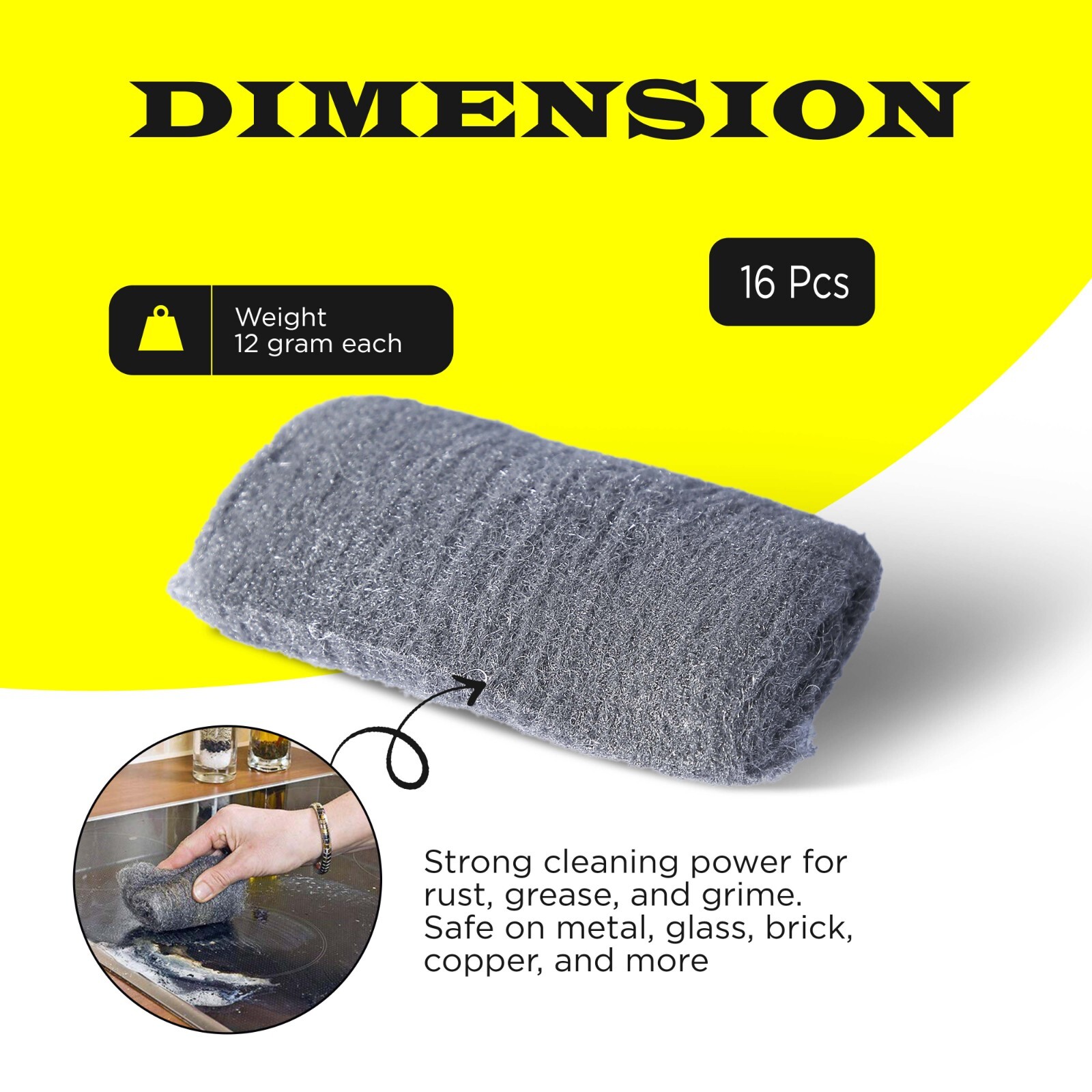 Steel Wool Grade 0000 – 16 pcs Finest Grade for Furniture Cleaning, Mice Control