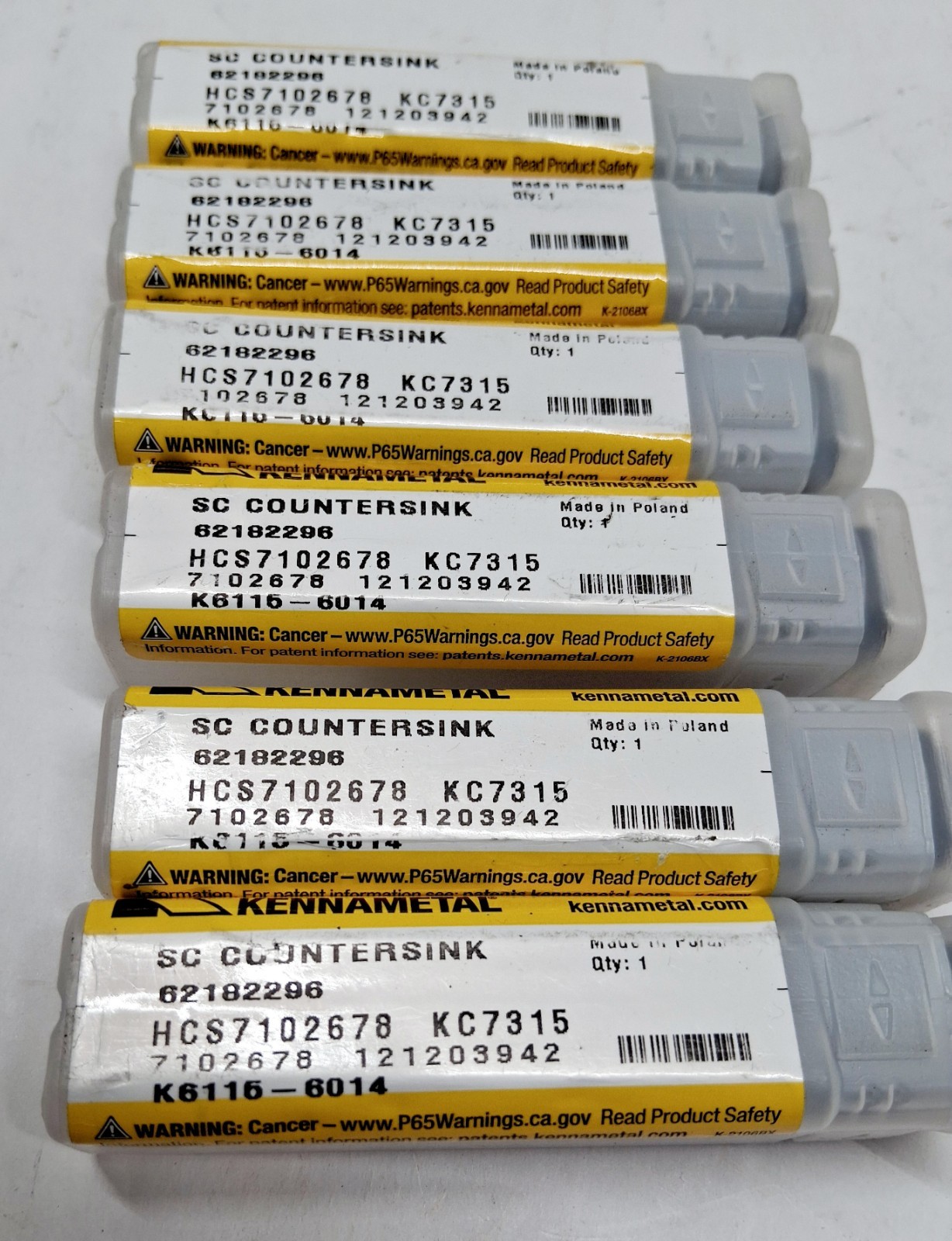 Kennametal SC Countersink HCS7102678 KC7315 R6115-6014 Solid Carbide QTY: 6