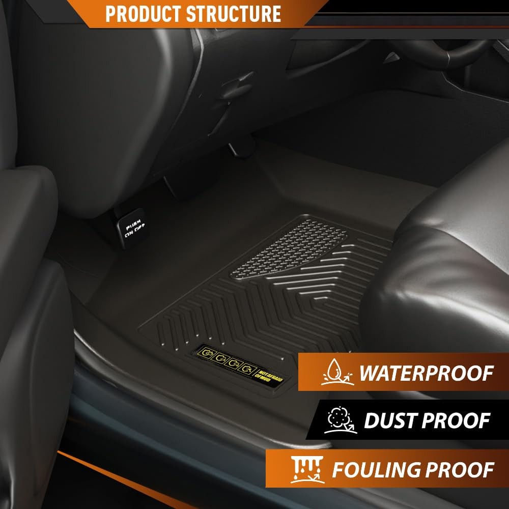 TPE Floor Mats Liners 2PCS for Dodge Ram 1500 1994-2001 2500 3500 1994-2002 Blac