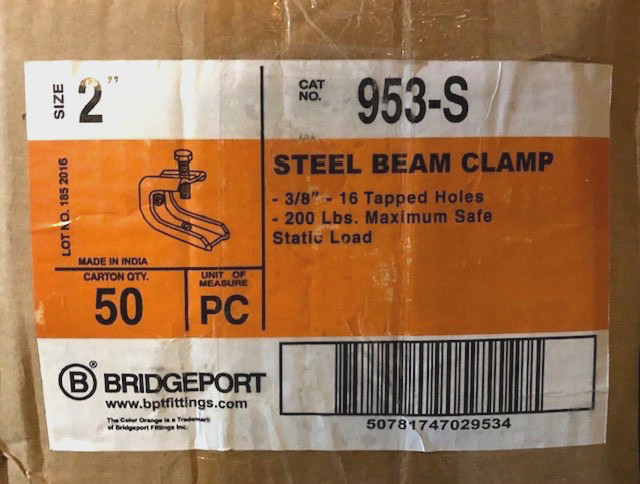 Bridgeport 953-S 2″ Steel Beam Clamp NEW BOX OF 50
