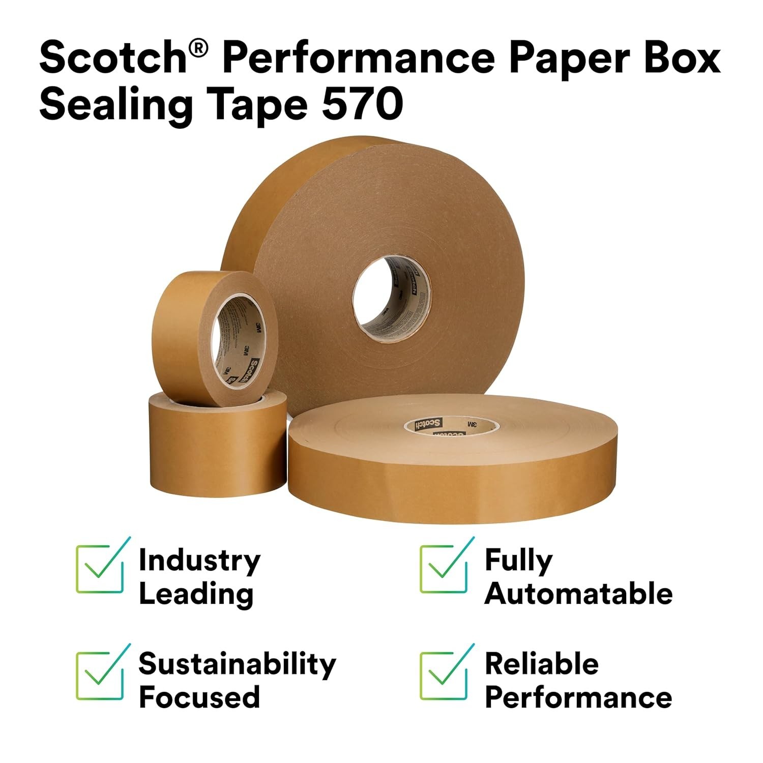 Scotch 570 Paper Box Sealing Tape 1.9in x 55yd Brown Shipping Roll