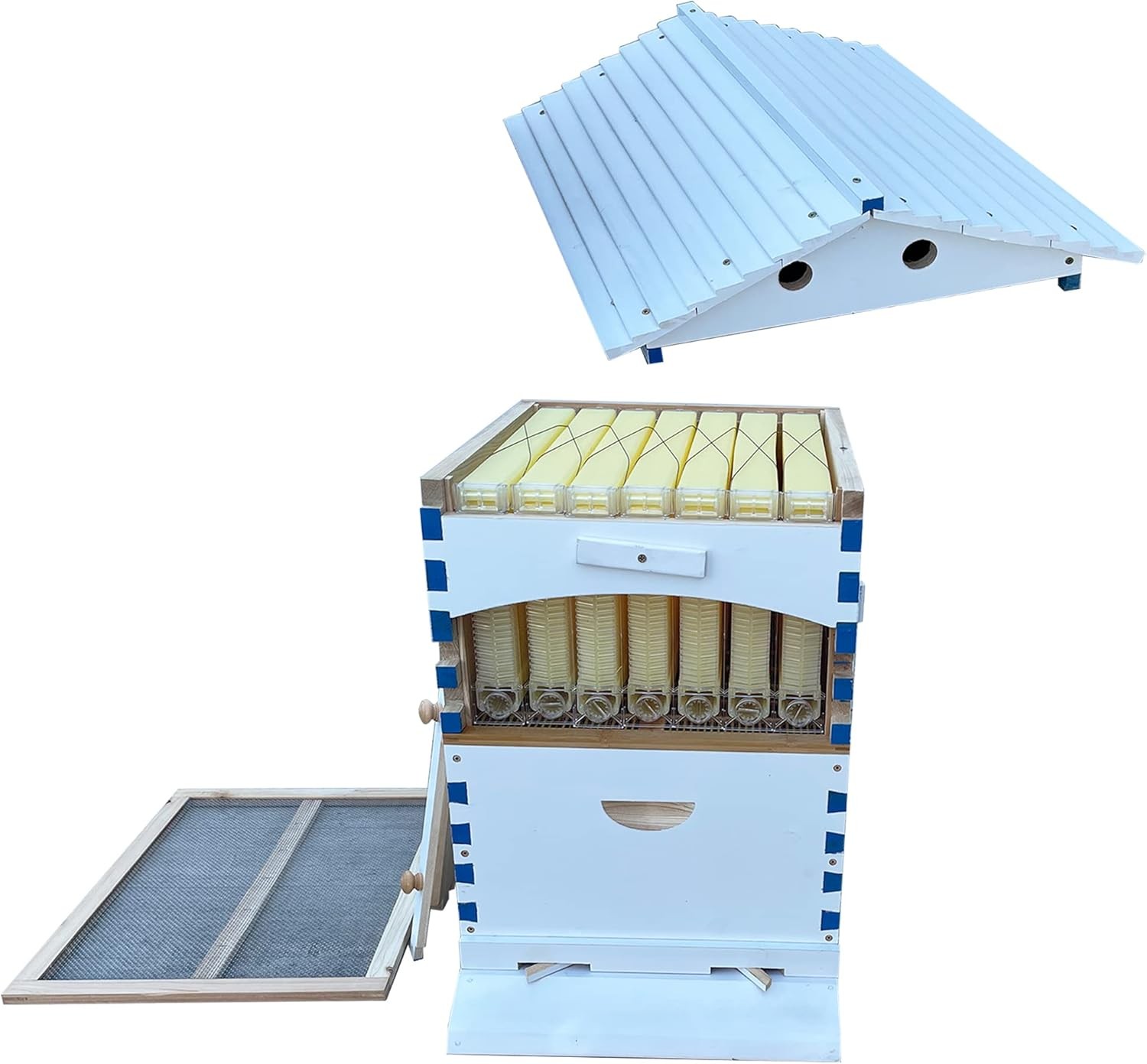 Auto Flowing Beehive Painted Wooden Beekeeping Hive + 7pcs Auto Flows Frames