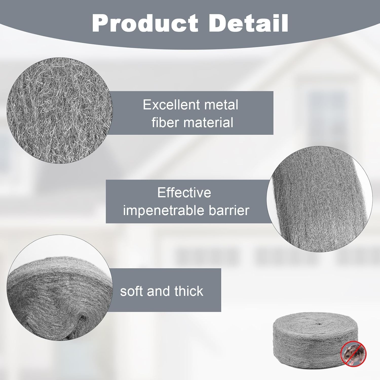 40Ft Stainless Steel Wool Reel Fill Fabric Roll Gap Blocker Coarse Wire For Barn