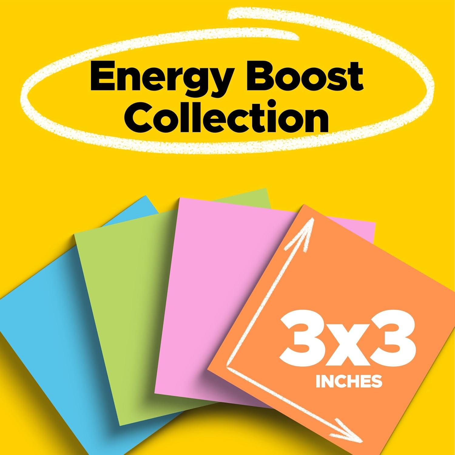 Post-it Super Sticky Notes 3×3, Neon Fizz, 24 Pads, 2X Sticking Power