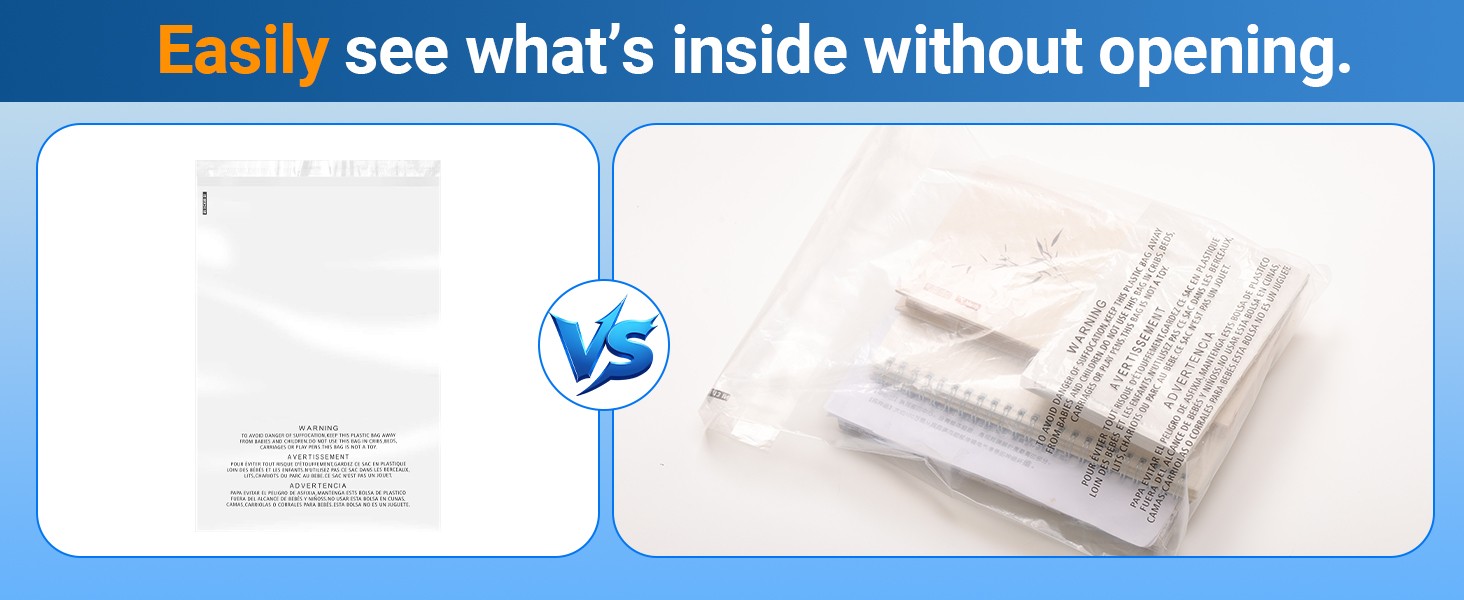 Clear Poly Bags with Suffocation Warning 6×9,8×10,9×12,11×14,12×15,14×20,18×24