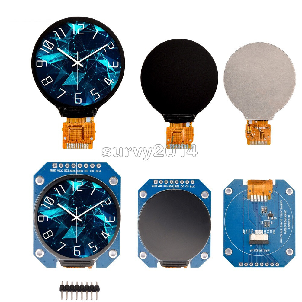 Round 1.28 inch TFT LCD Display Module RGB IPS HD 240×240 SPI GC9A01 Driver