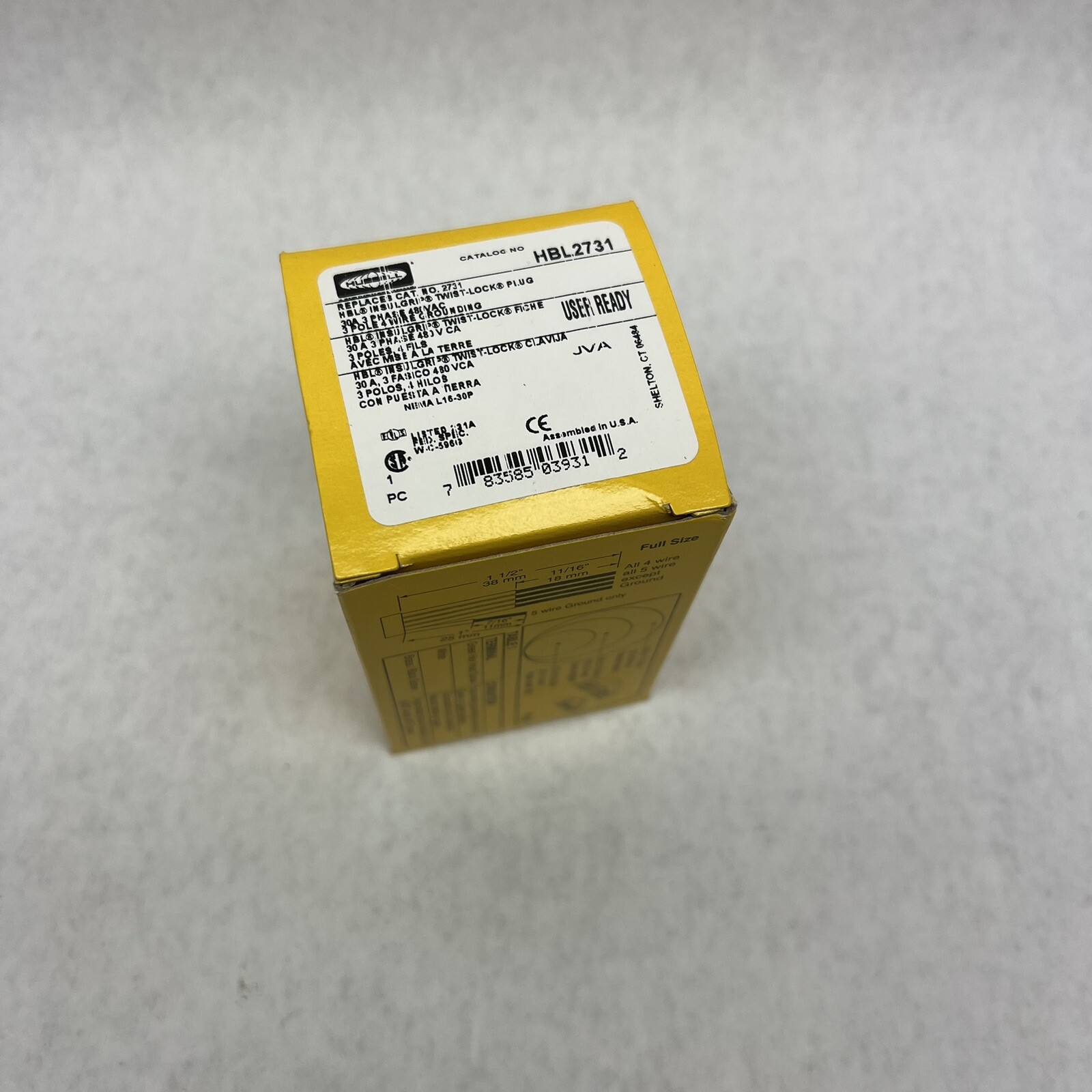 HBL27 30A 3 PHASE TWIST- LOCK PLUG 480 V