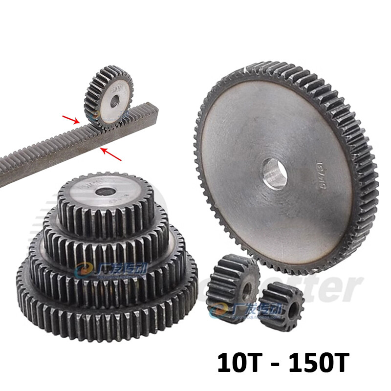 1/1.5/2/2.5/3/4/5 Mod 10-150T Spur Gear 45# Steel Pinion Gear Thickness 10-40mm