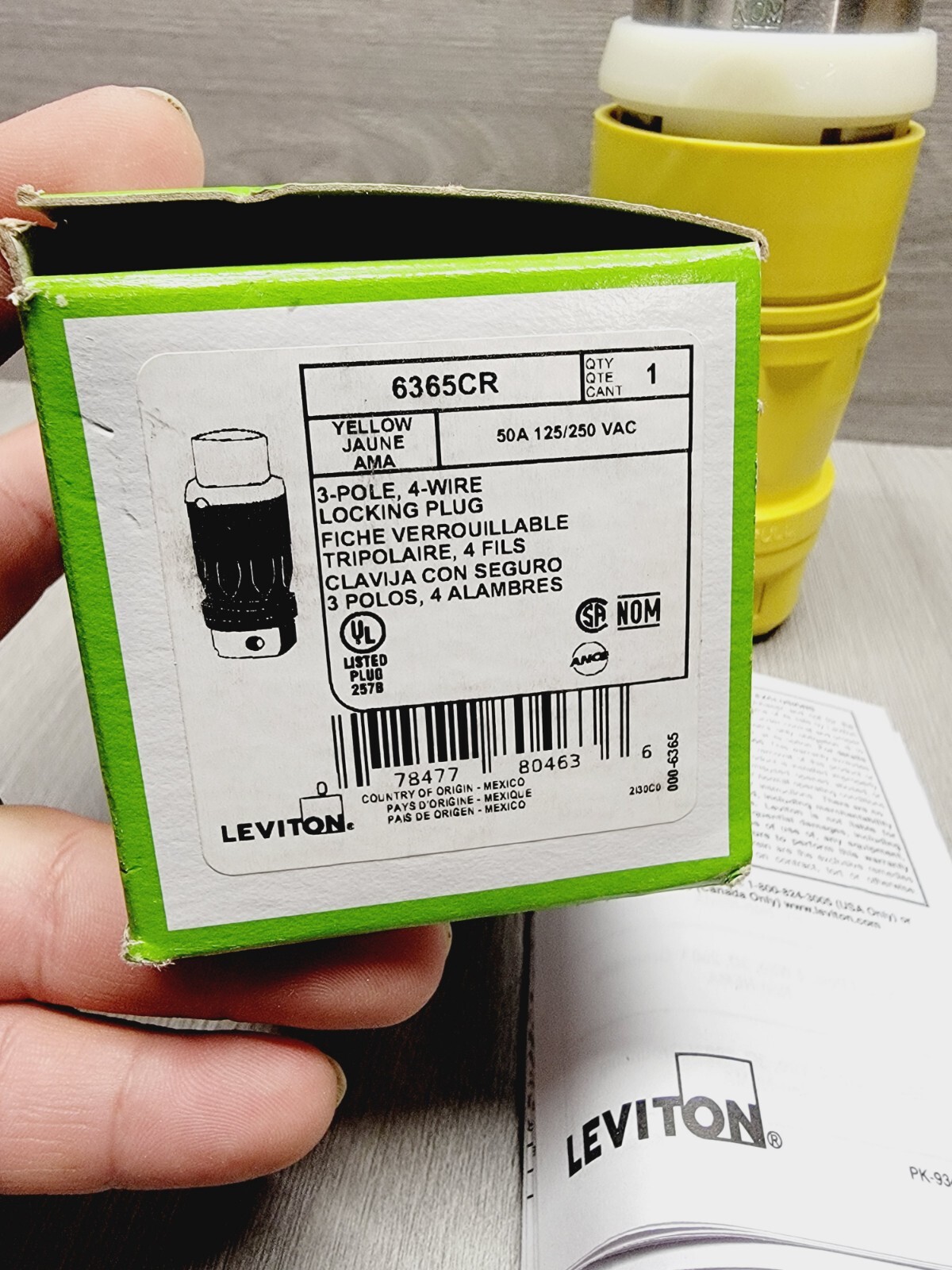 Leviton 6365CR Corrosion Resistant, Industrial Plug 50 Amp, 125 Volt Stainless