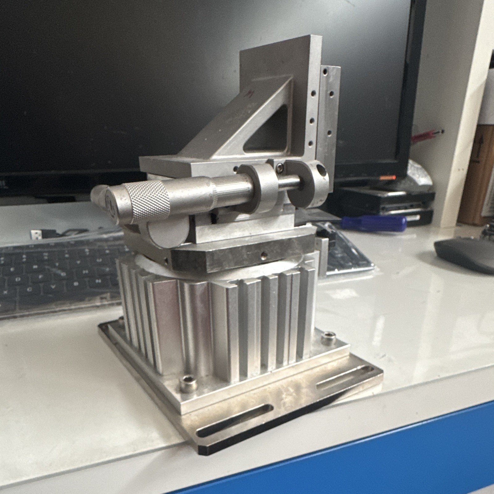 Newport 462 Dual-Axis Tilt Stage w/ 2 Micrometers & SMC MGF40-30 Cylinder