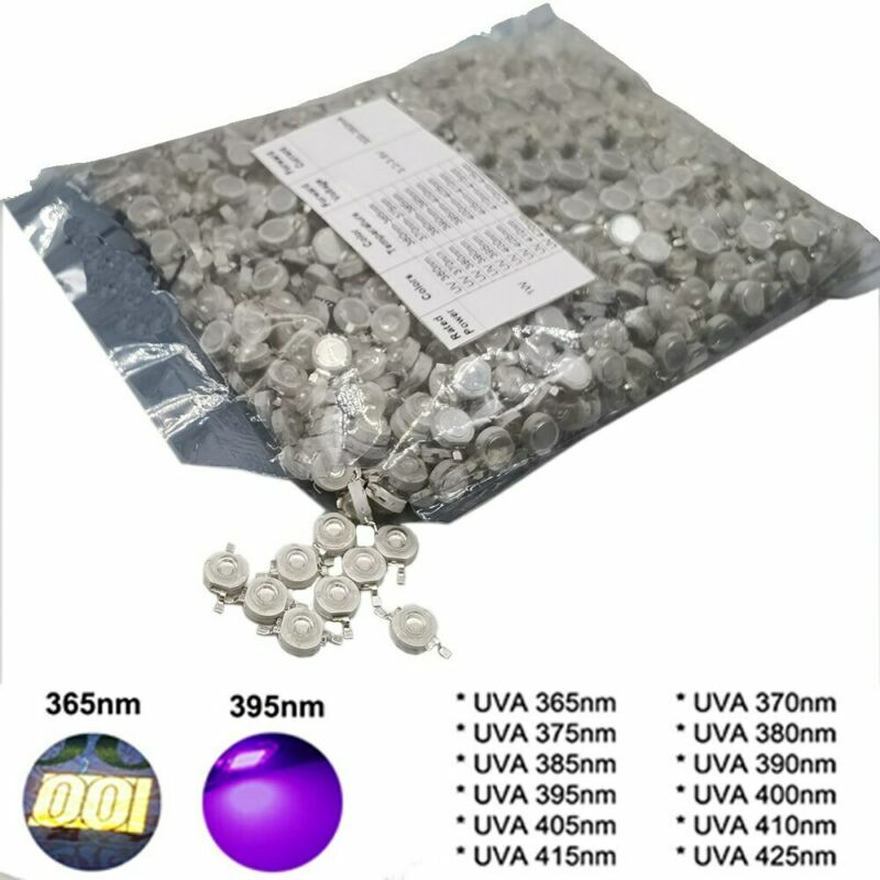 3W UV Purple LED 365nm 375nm 380nm 385nm 395nm 405nm 410nm 420nm NO PCB only LED