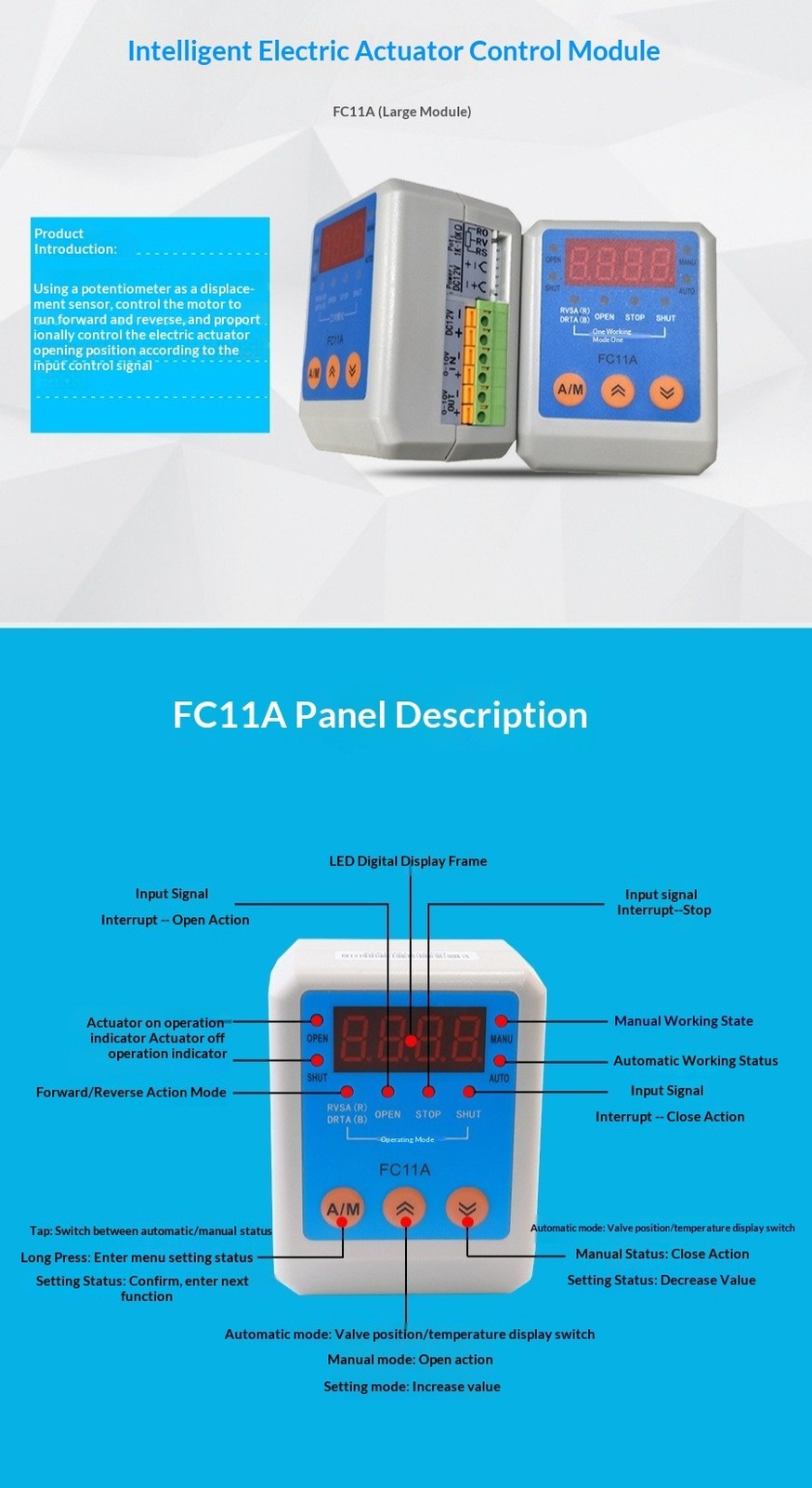 FC11A Proportional Valve Actuator Controller 4-20mA/0-10V/1-5V Compatible ZXQJ