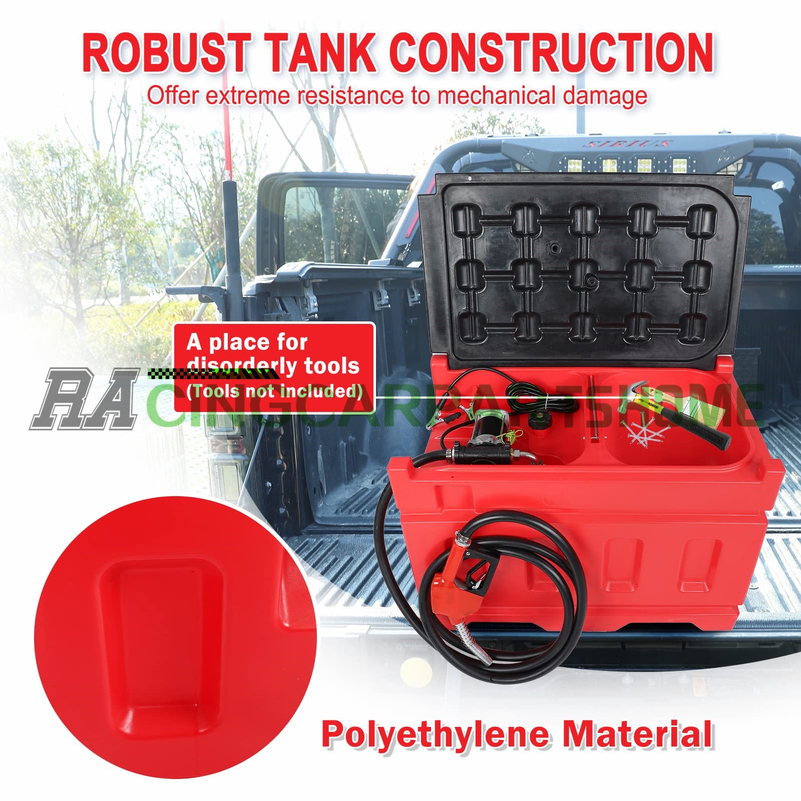 48Gallon Portable Gasoline Fuel Tank w/ 12V DC Electric Fuel Transfer Pump 15GPM