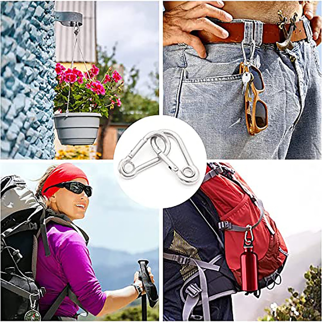V4A Stainless steel Spring Snap clip Carabiner Clip Duty Key ring eyelet lock