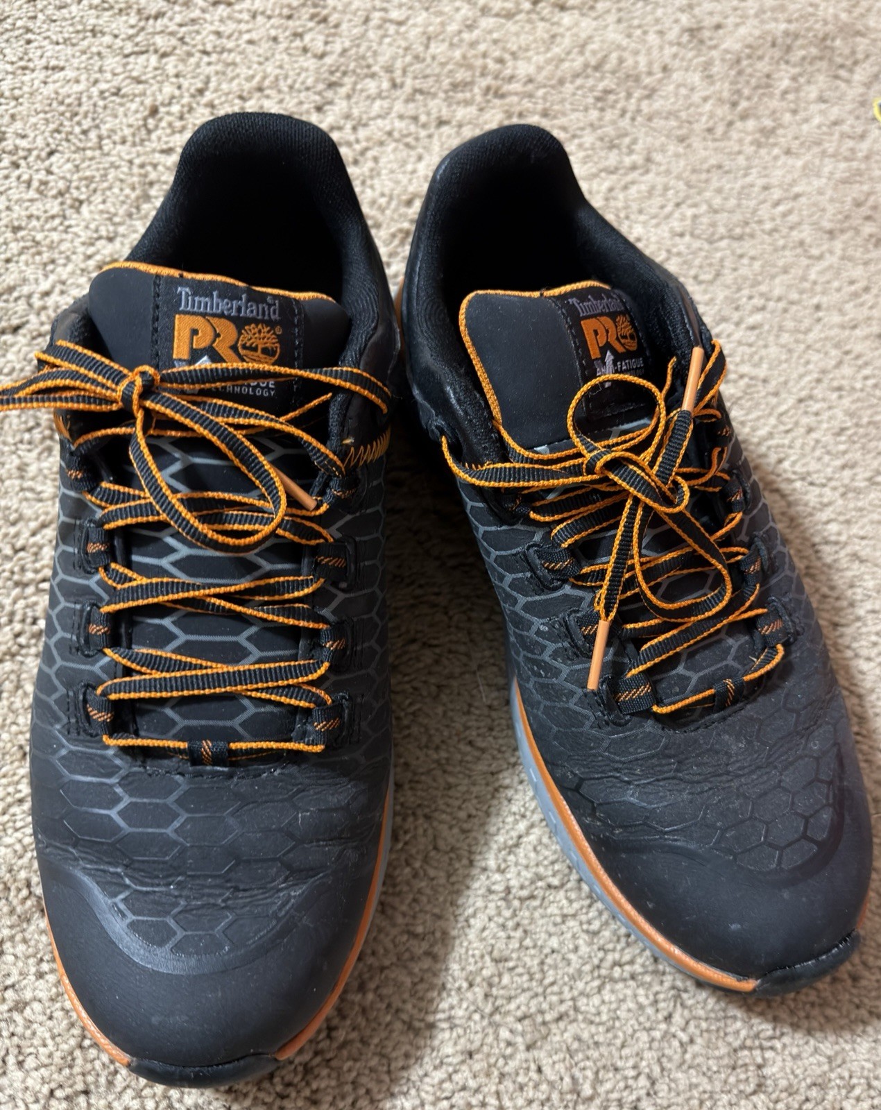Timberland PRO Low-Top Work Shoes Black w/ Blue & Orange Lace-Up Laces (2)