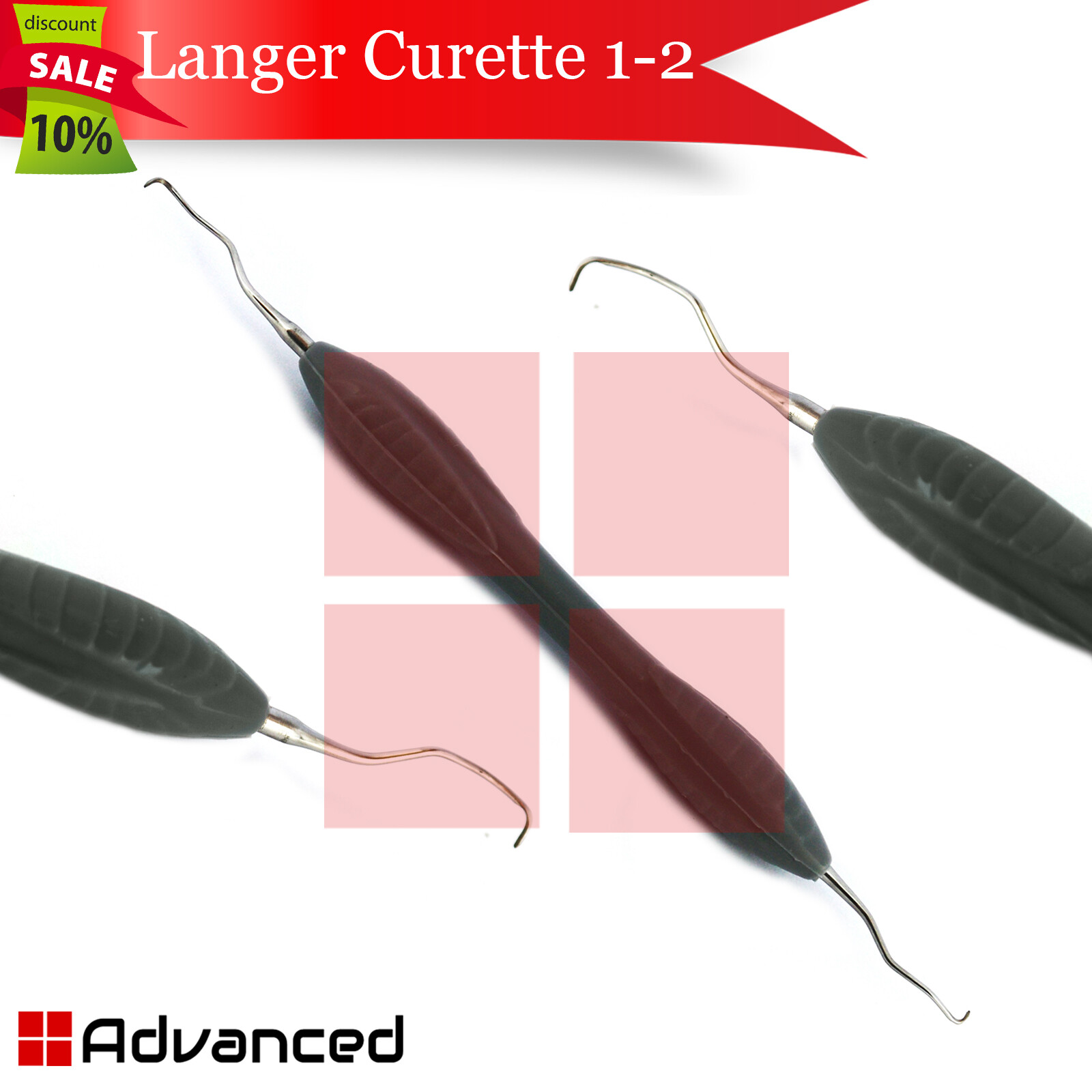 Langer 1-2 Curette Dental Silicone Handle Periodontists Scaler Hand Instruments