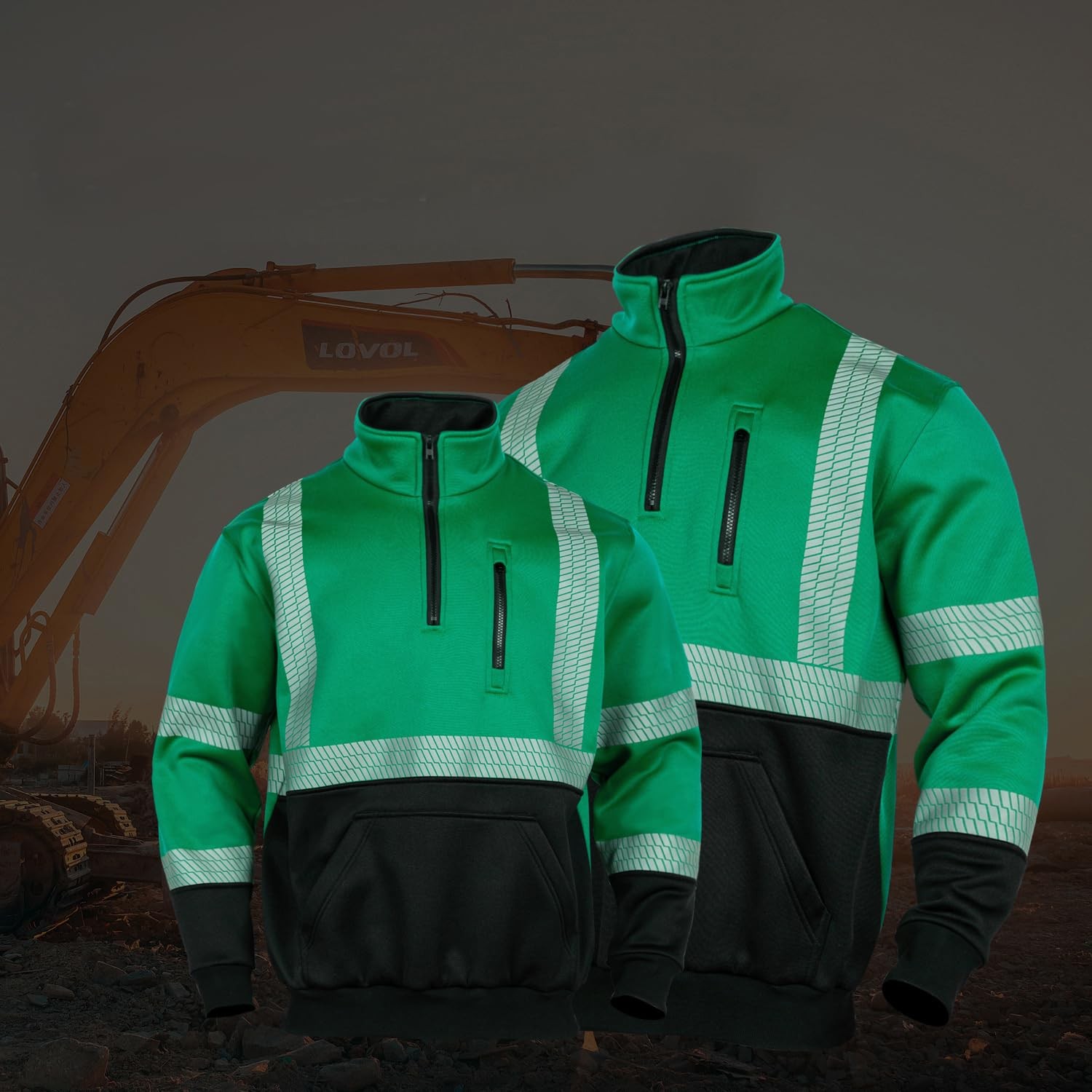 High Visibility Reflective Hoodies for Men Cold Weather Zip Safety Sweatshirt…