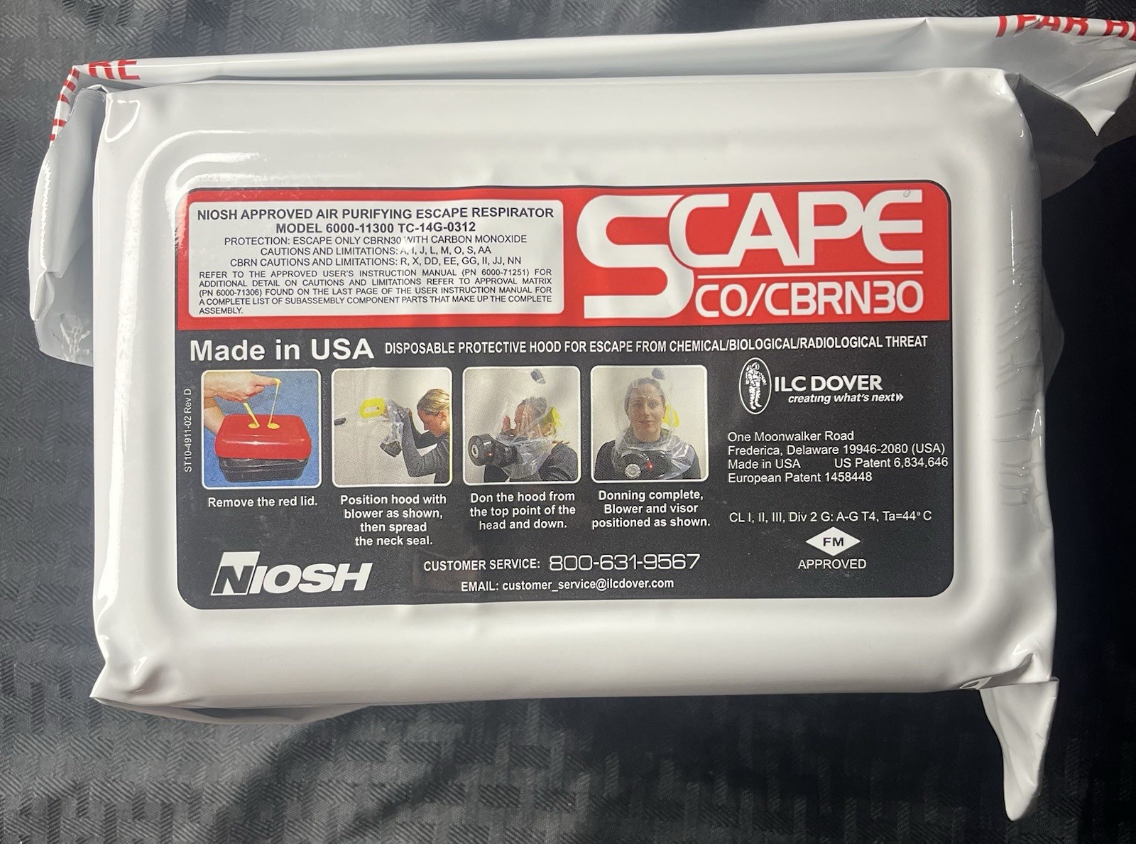 NEW – Niosh Scape CO/CBRN30 Air Purifying Escape Respirator