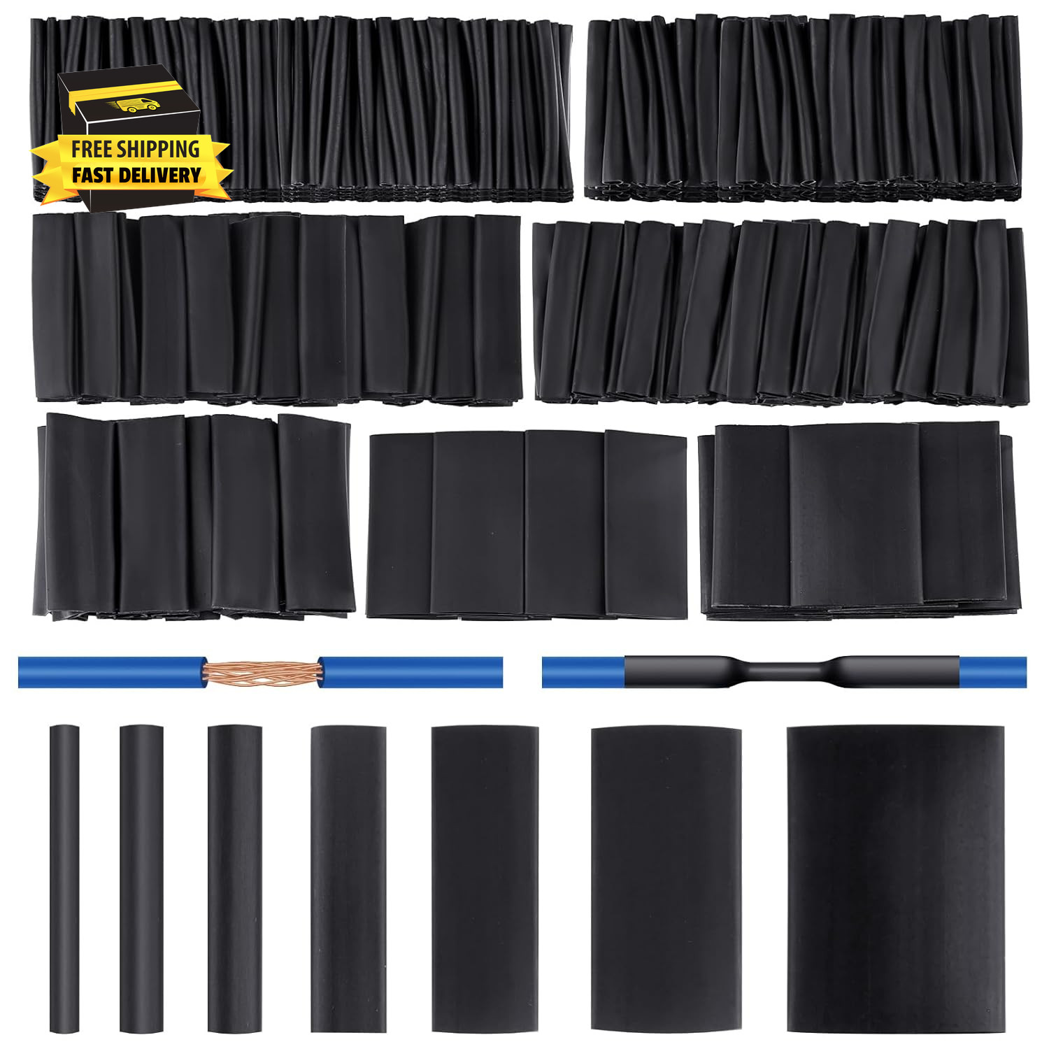 420 Pcs Heat Shrink Tubing Kit, 3:1 Ratio Adhesive Lined, 7 Sizes Marine Wire Sh