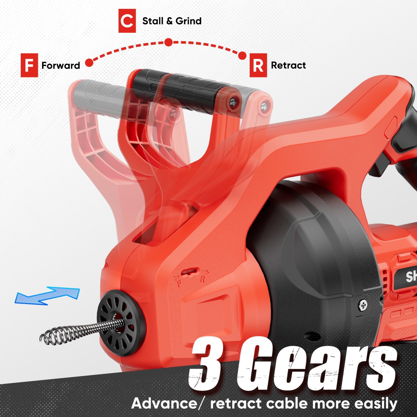 SHALL 20V Cordless Drain Auger, for 3/4’’-2’’ Sewer Pipe, Sink Toilet Bathroom