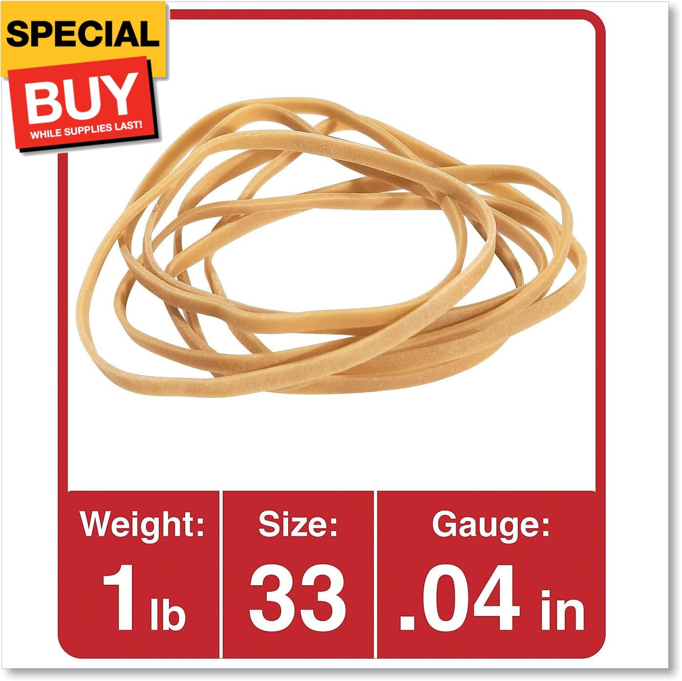 ® Rubber Bands, Size 33, 1Lb Pack