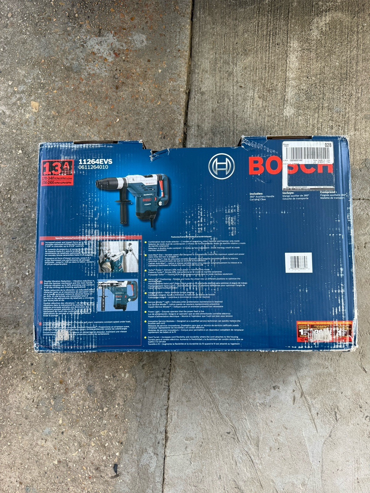 Bosch 11264EVS 13 Amp Corded 1-5/8 in SDS-Max Variable Speed Rotary Hammer Drill